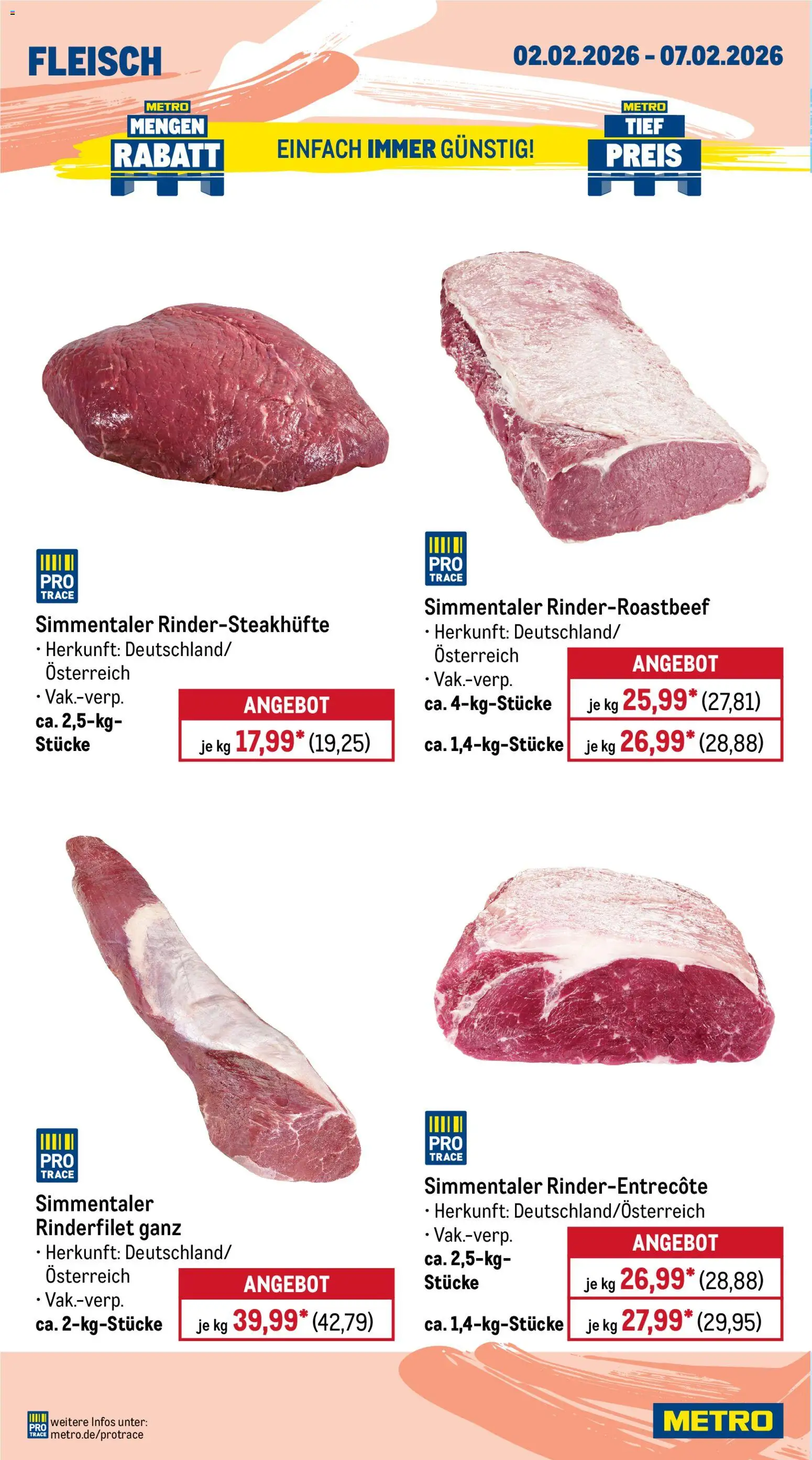 Metro Wochen-Angebote Gastro – gültig ab 02.02.2026 | Seite: 4 | Produkte: Rinderfilet, Fleisch