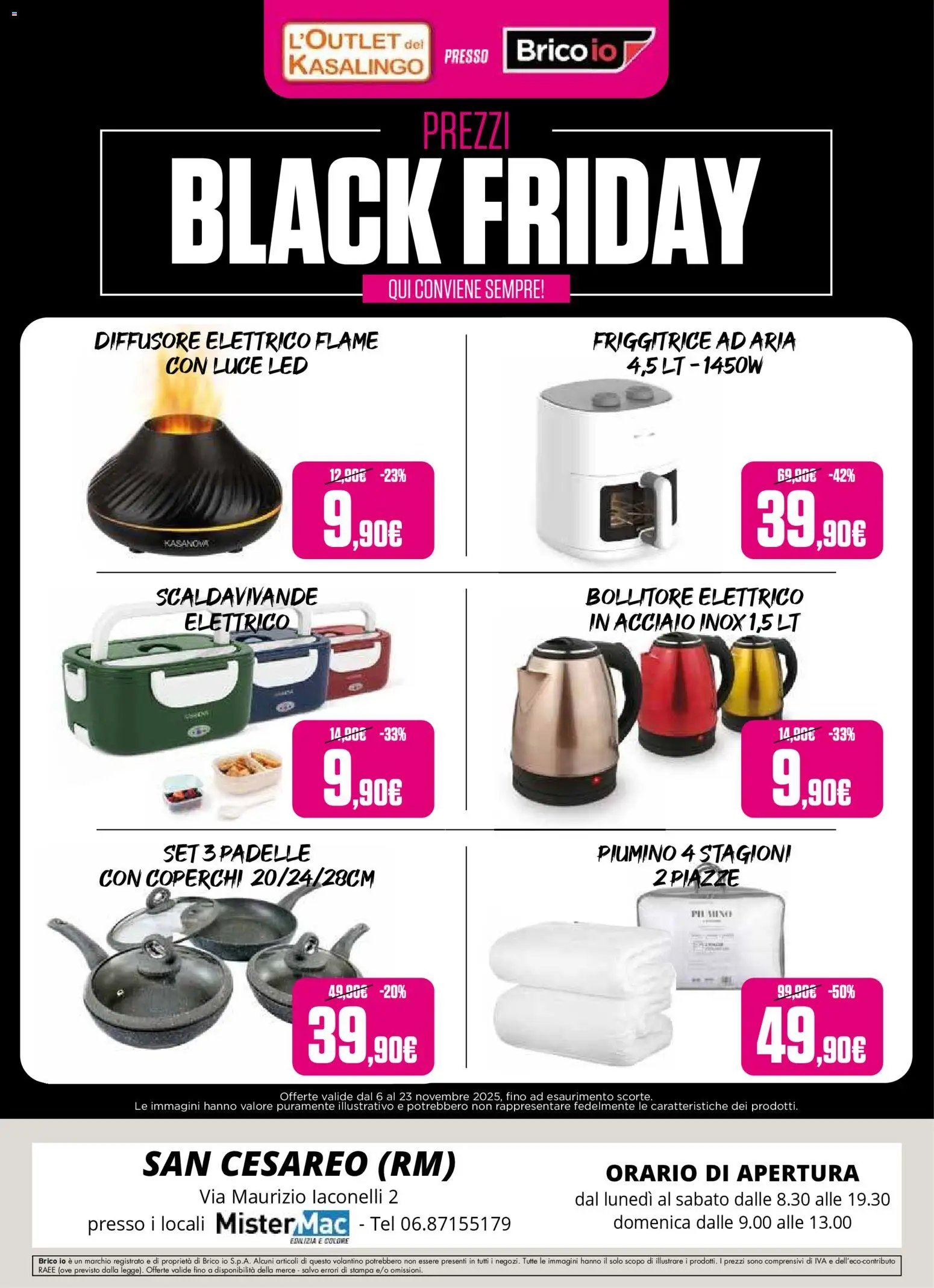 Volantino Brico io del 06.11.2025 | Pagina: 8 | Prodotti: Friggitrice ad aria, Bollitore, Stampa, Friggitrice