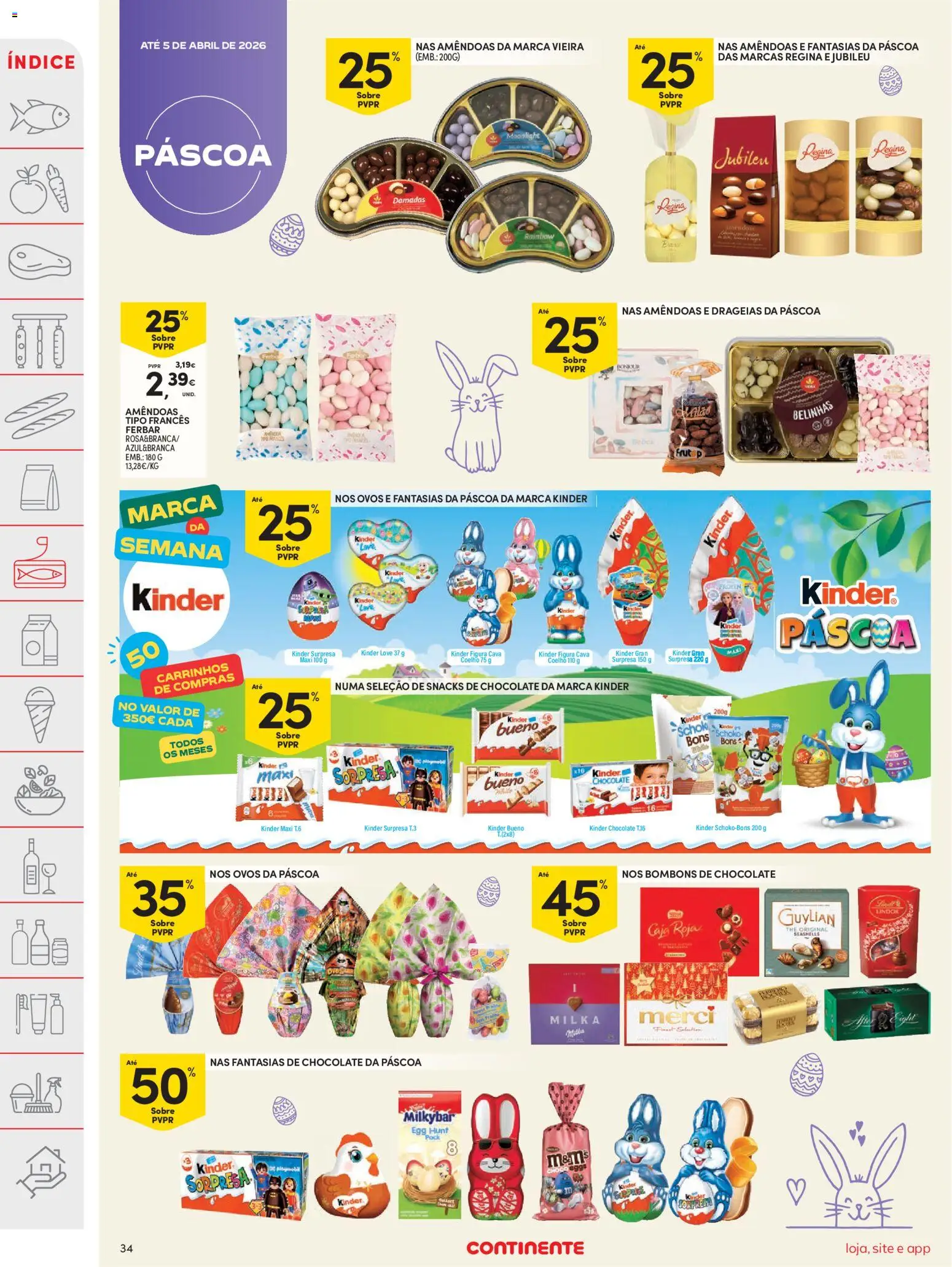 Continente folheto │ válido de 31.03.2026 | Página: 34 | Produtos: Amêndoas, Nestlé, Chocolate, Coelho