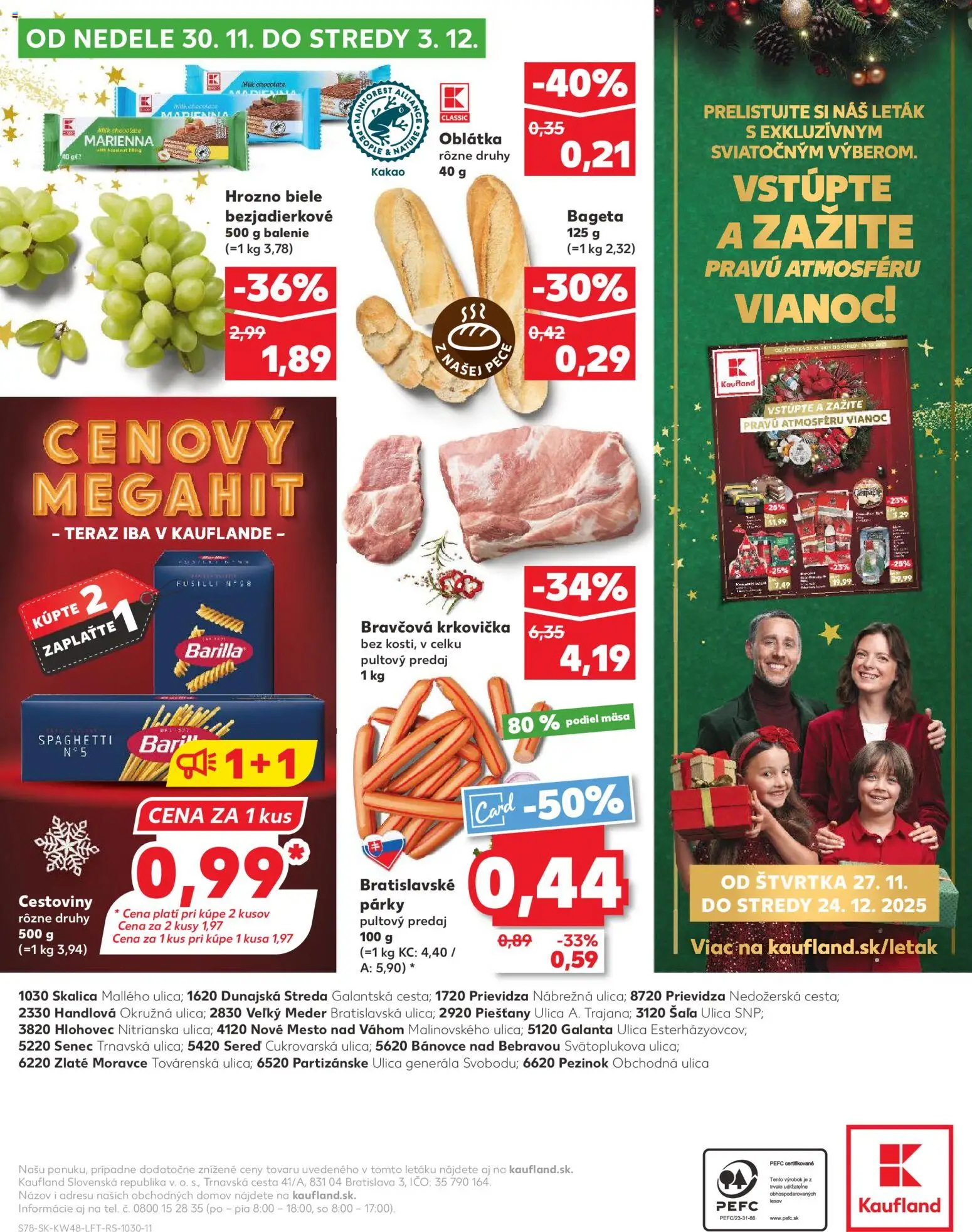 Nové Kaufland akcie – leták je platný od 27.11.2025 | Strana: 78 | Produkty: Cestoviny, Bravčová krkovička, Krkovička, Párky