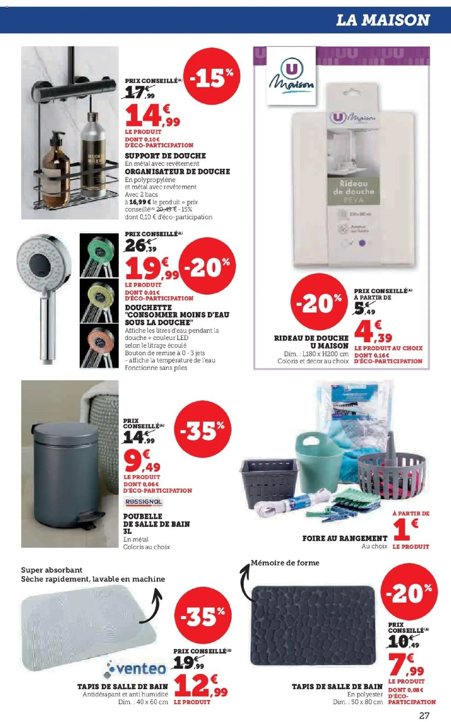 {H1} | Page: 27 | Produits: Poubelle, Douche, Tapis, Rideau