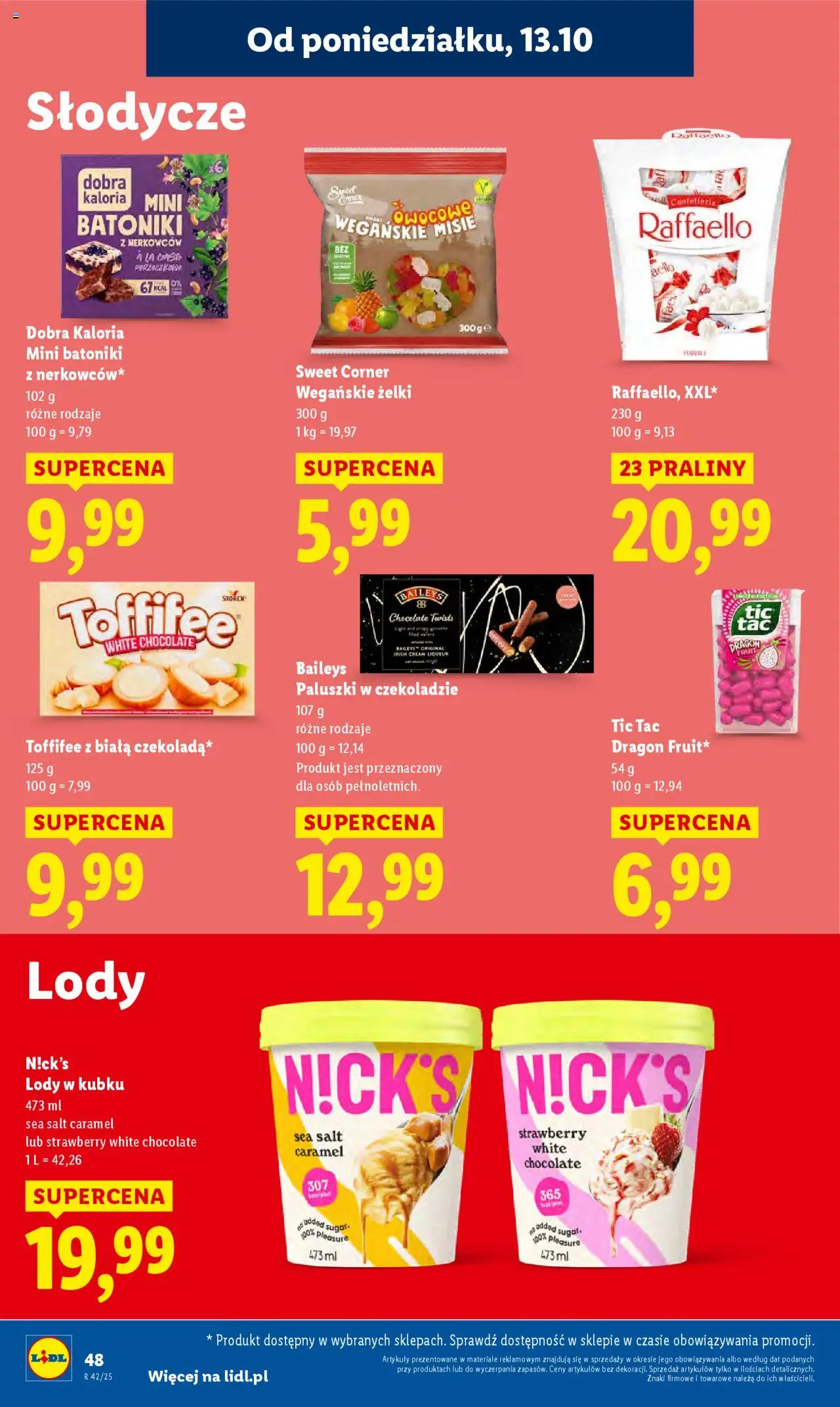 Lidl Gazetka od 13.10.2025 | Strona: 48 | Produkty: Baileys, Słodycze, Toffifee, Paluszki