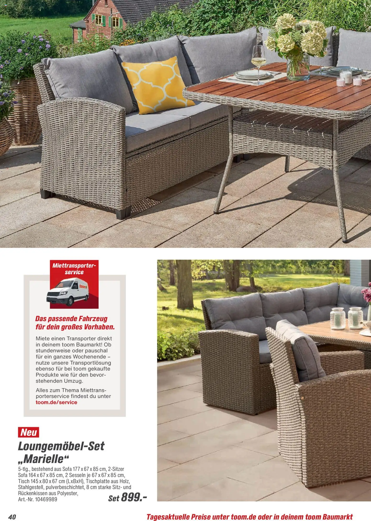 Toom Baumarkt  Gartenmöbel & Solar-Leuchten 2026 – gültig ab 01.01.2026 | Seite: 40 | Produkte: Sofa, Tisch
