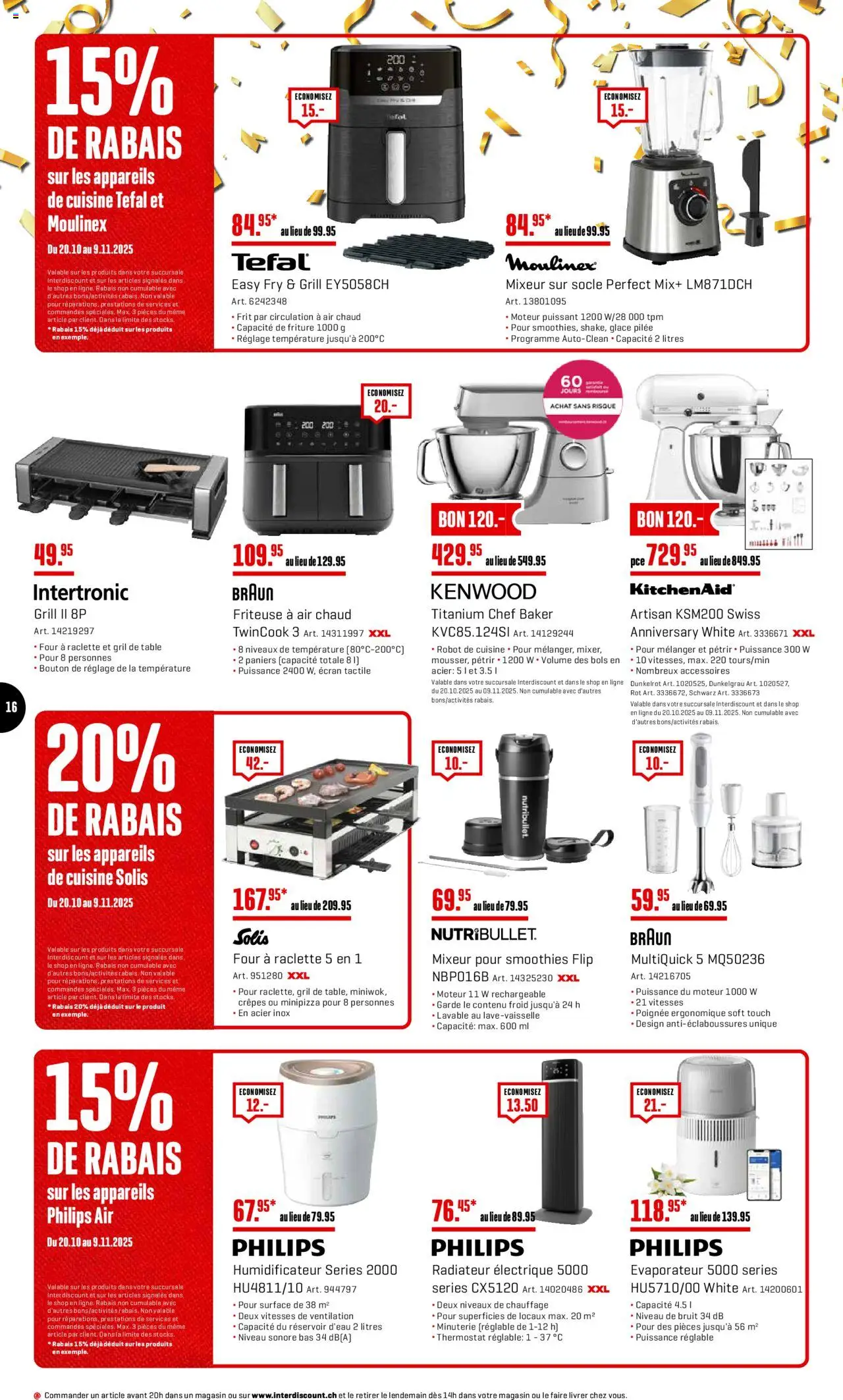 Interdiscount Aktionen FR – gültig ab 20.10.2025 | Seite: 16 | Produkte: Friteuse, Raclette, Grill, Philips