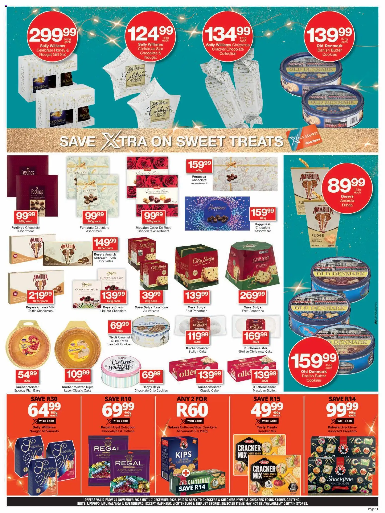 New Checkers catalogue – valid from 24.11.2025 | Page: 11 | Products: Cake, Chocolate, Salt, Caramel