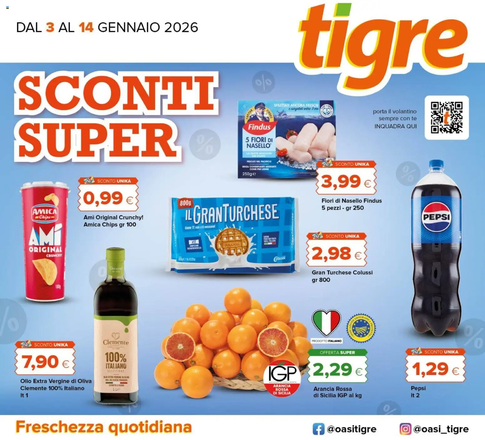 Volantino Tigre del 06.01.2026 | Pagina: 1 | Prodotti: Tè, Arancia, Nasello, Pepsi
