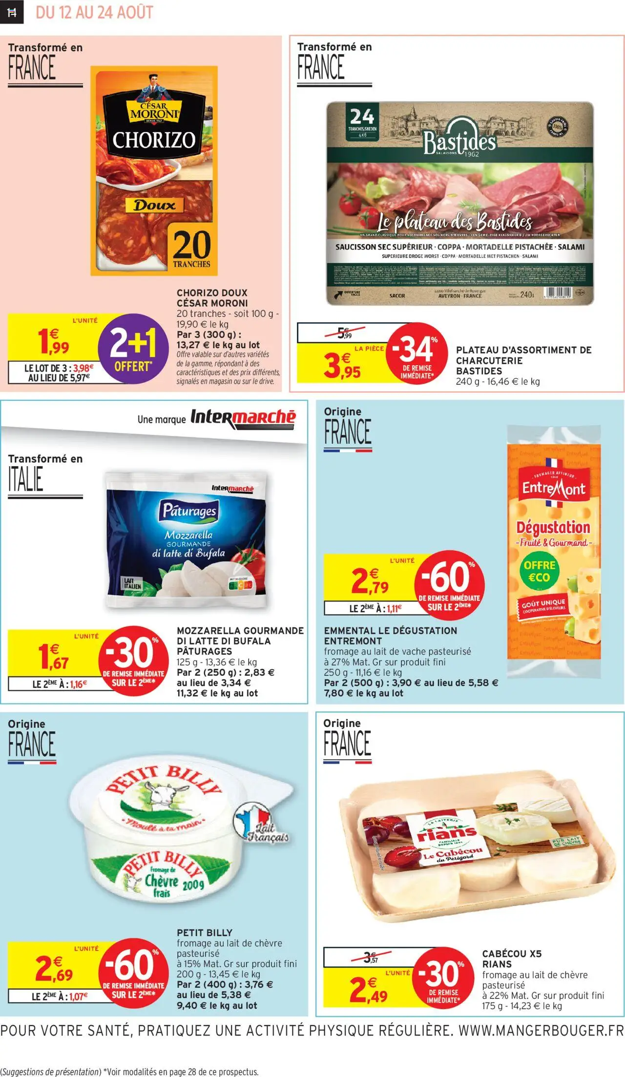  | Page: 14 | Produits: Chorizo, Mozzarella, Lait, Salami