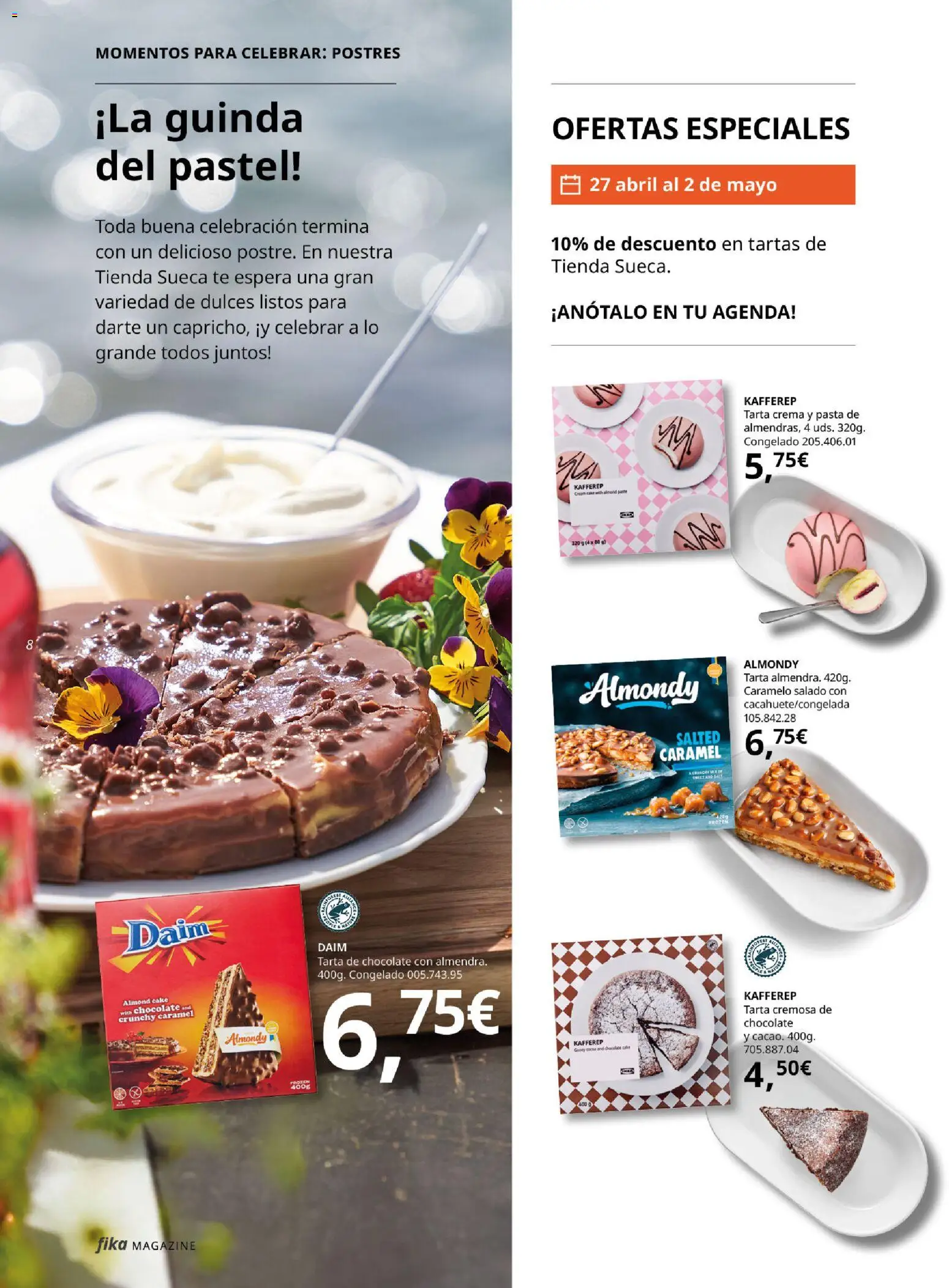 Catálogo IKEA Fika │ válido desde el 01.04.2026 | Página: 8 | Productos: Chocolate, Pasta, Crema, Té