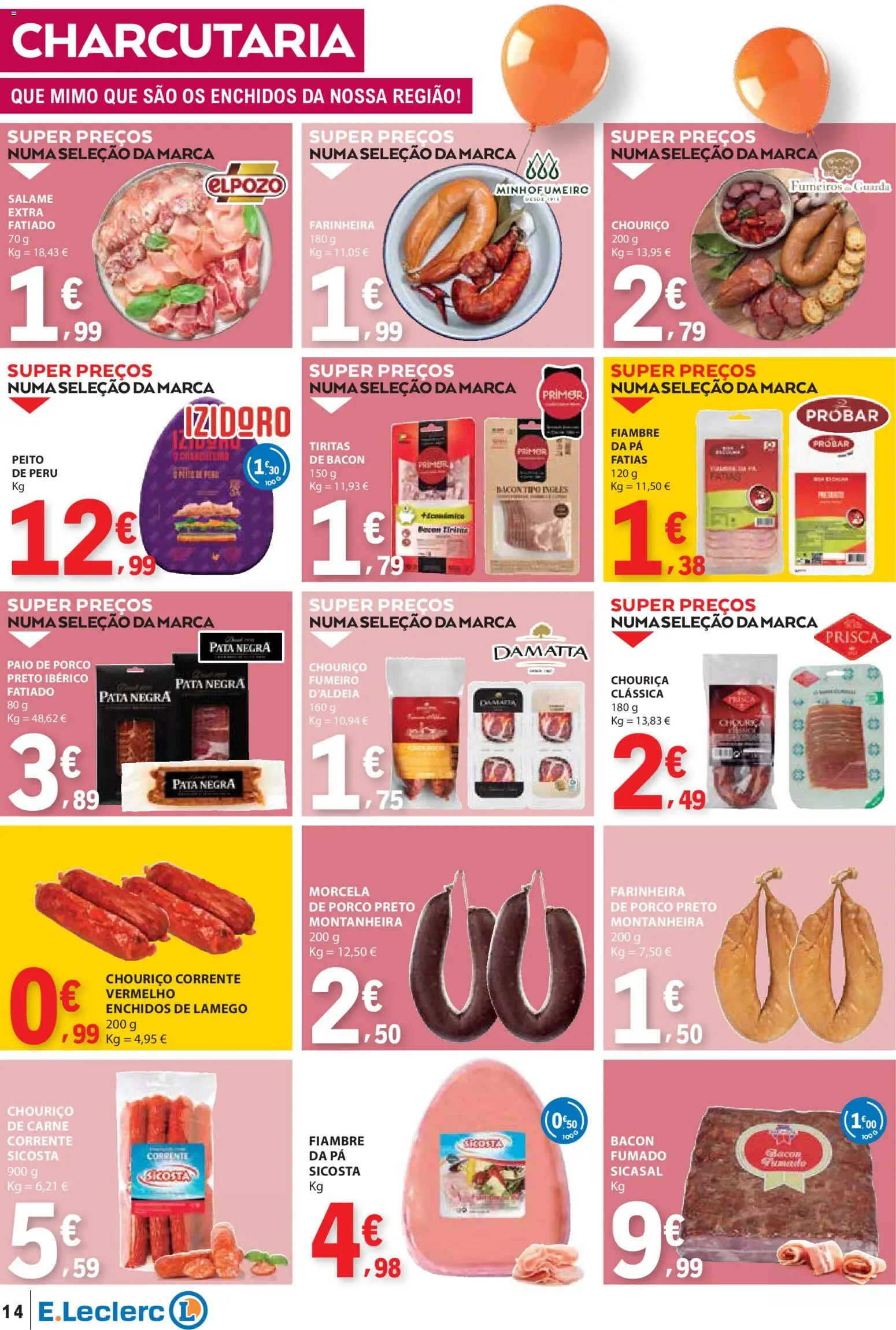 E.Leclerc folheto │ válido de 23.10.2025 | Página: 14 | Produtos: Bacon, Salame, Chouriço, Pá
