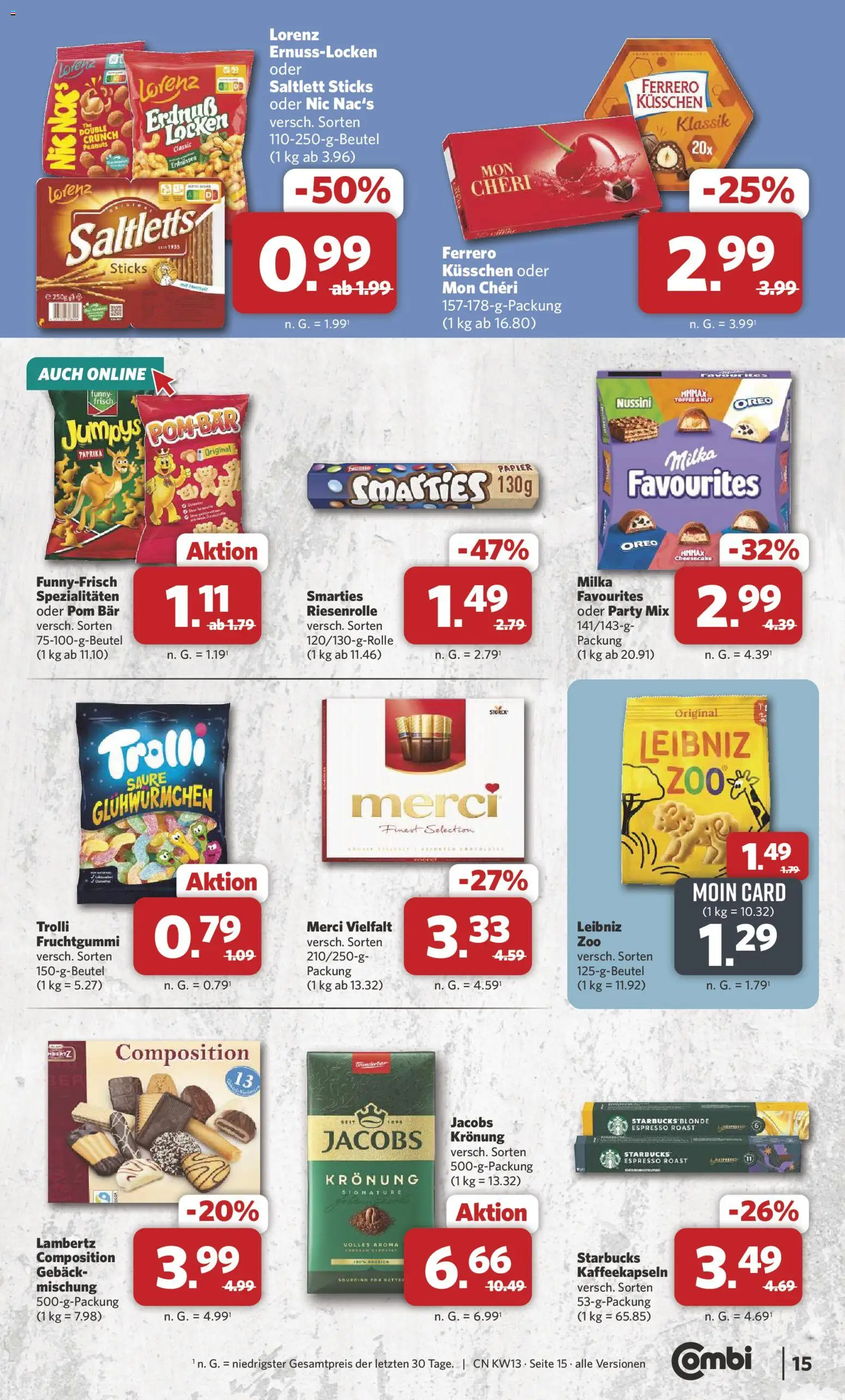 Combi Prospekt 	 – gültig ab 23.03.2026 | Seite: 15 | Produkte: Merci, Smarties, Starbucks, Milka