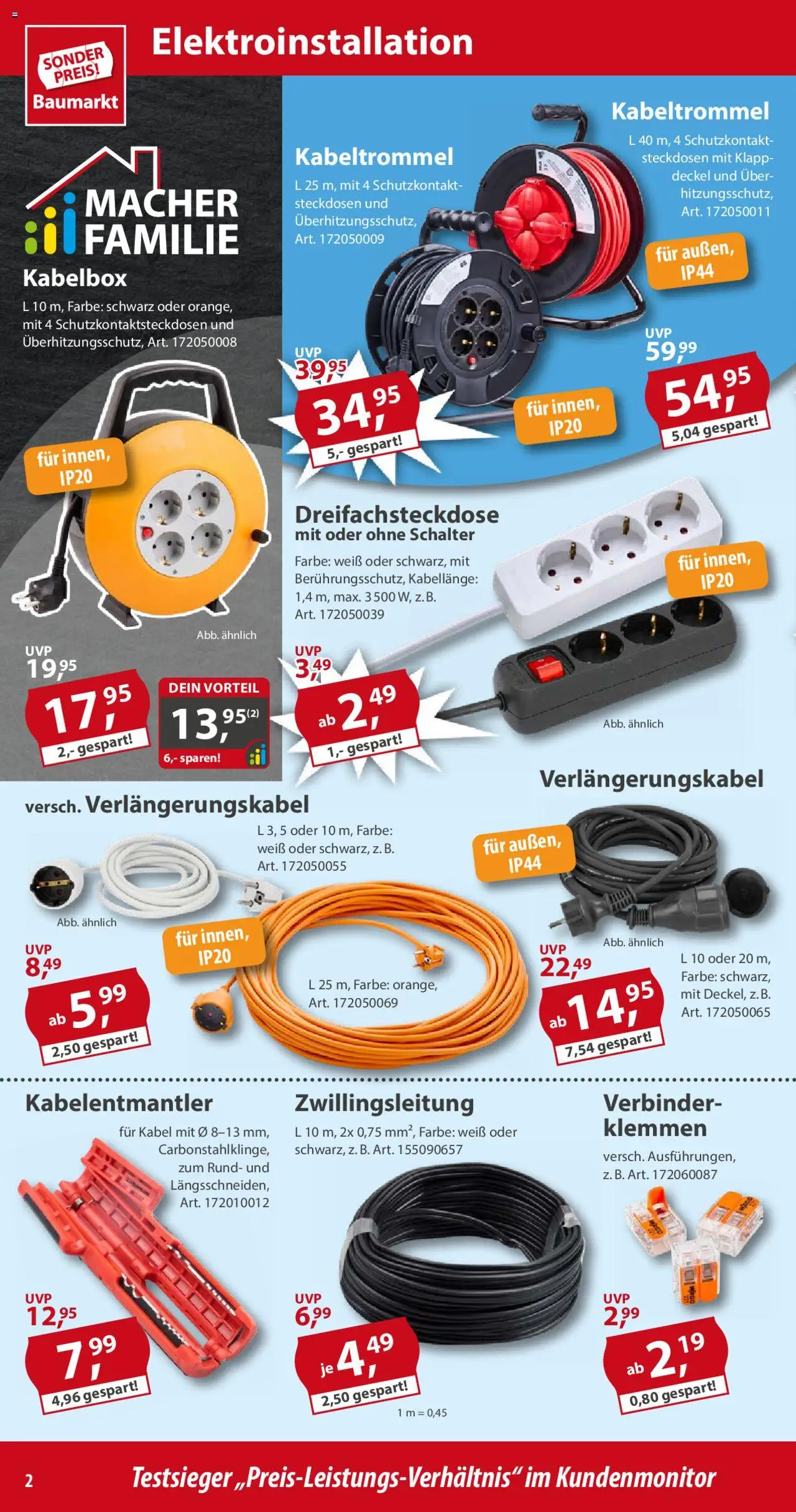 Sonderpreis Baumarkt Prospekt 	 - gültig ab dem 26.07.2025 | Seite: 2 | Produkte: Kabel, Verbinder