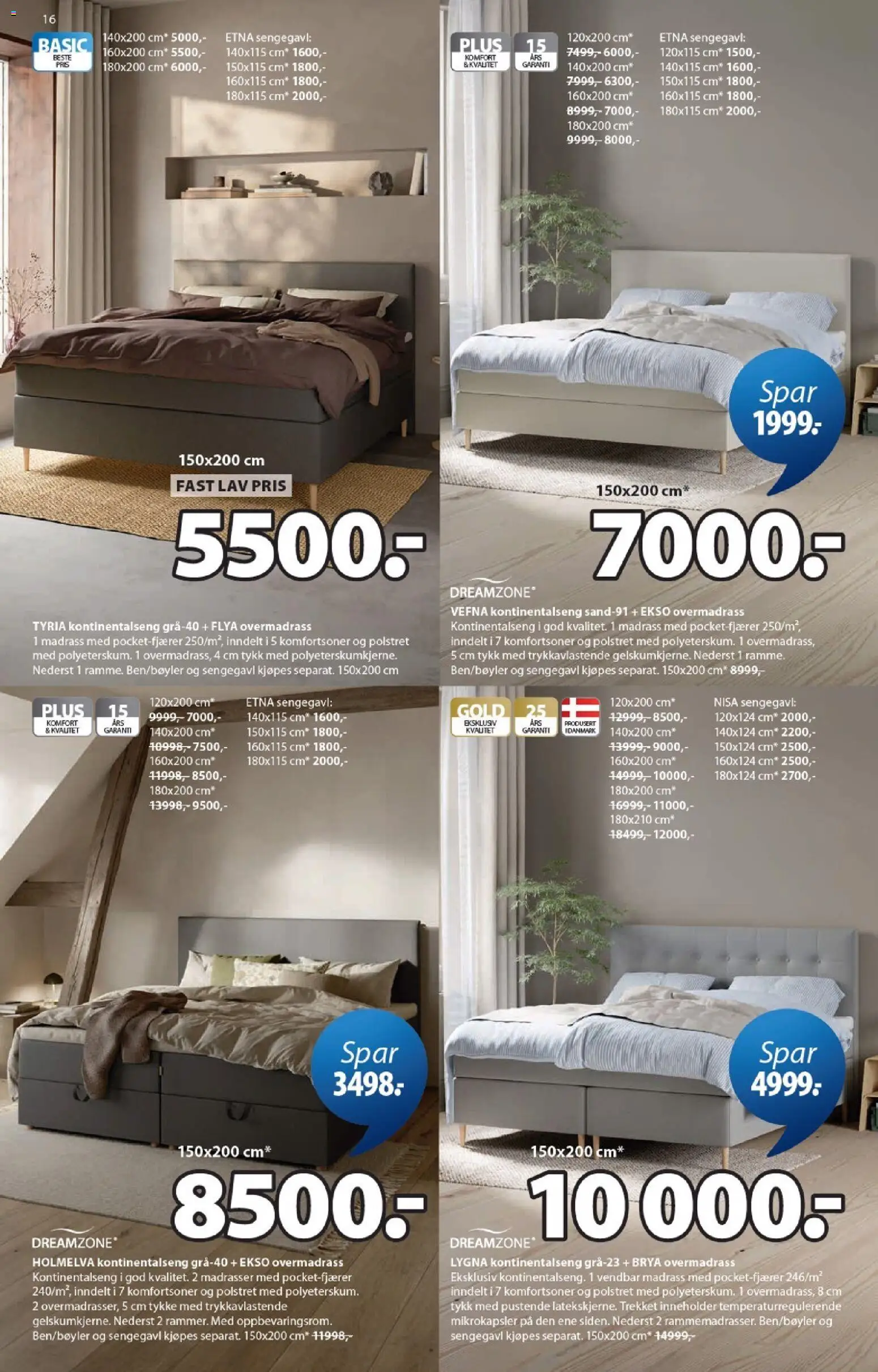 {H1} | Side: 16 | Produkter: Overmadrass, Kontinentalseng, Madrass, Sengegavl