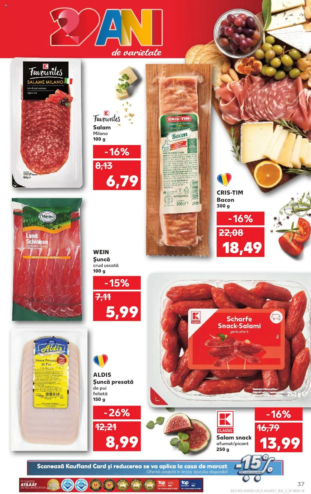 Kaufland RO akciós ujság - amely érvényes a következő dátumtól: 27.08.2025 | Oldal: 37 | Termékek: Bacon