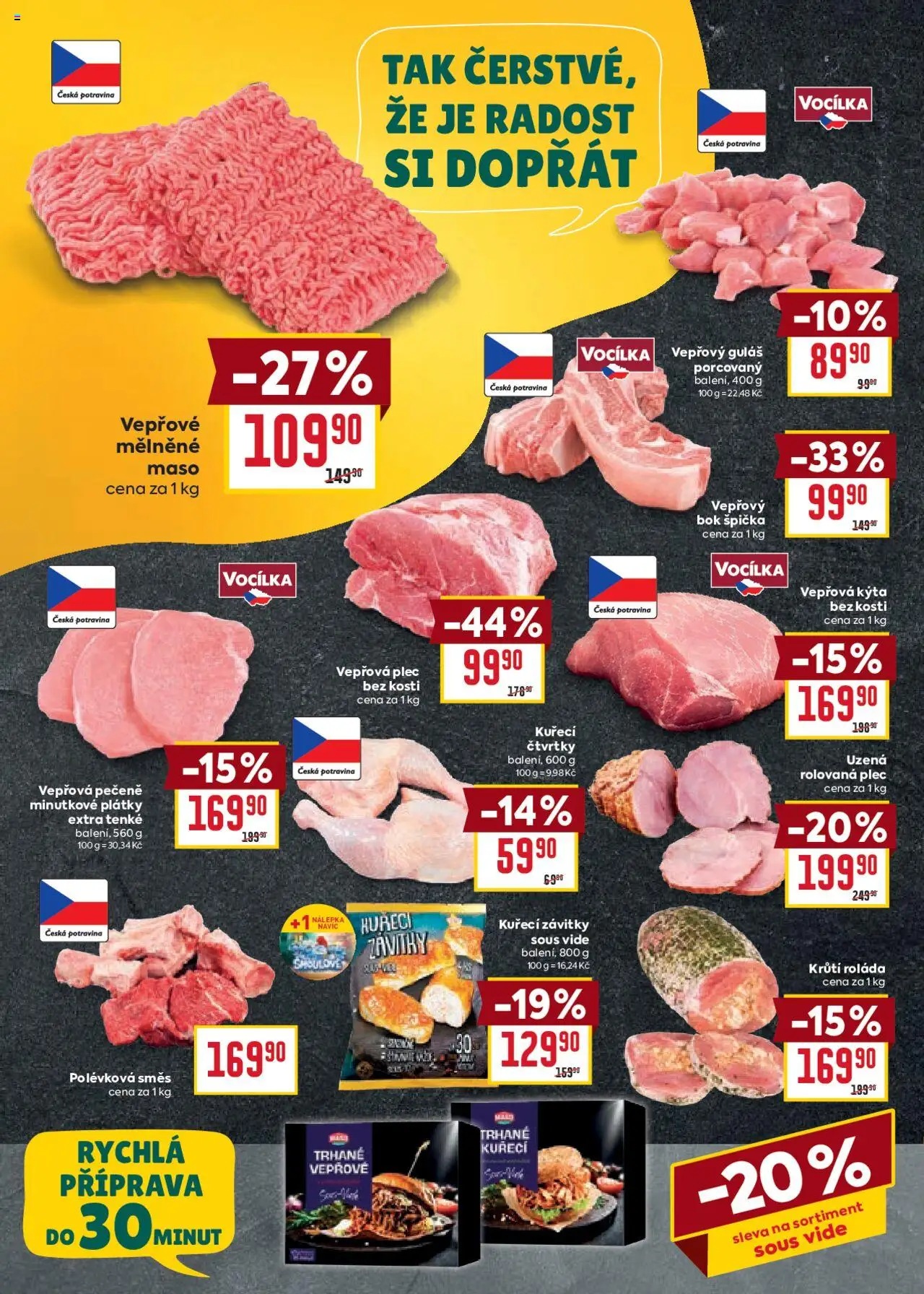 Billa Velký leták od 22.10.2025 | Strana: 4 | Produkty: Vepřový bok, Vepřová Kýta, Krůtí roláda, Kýta