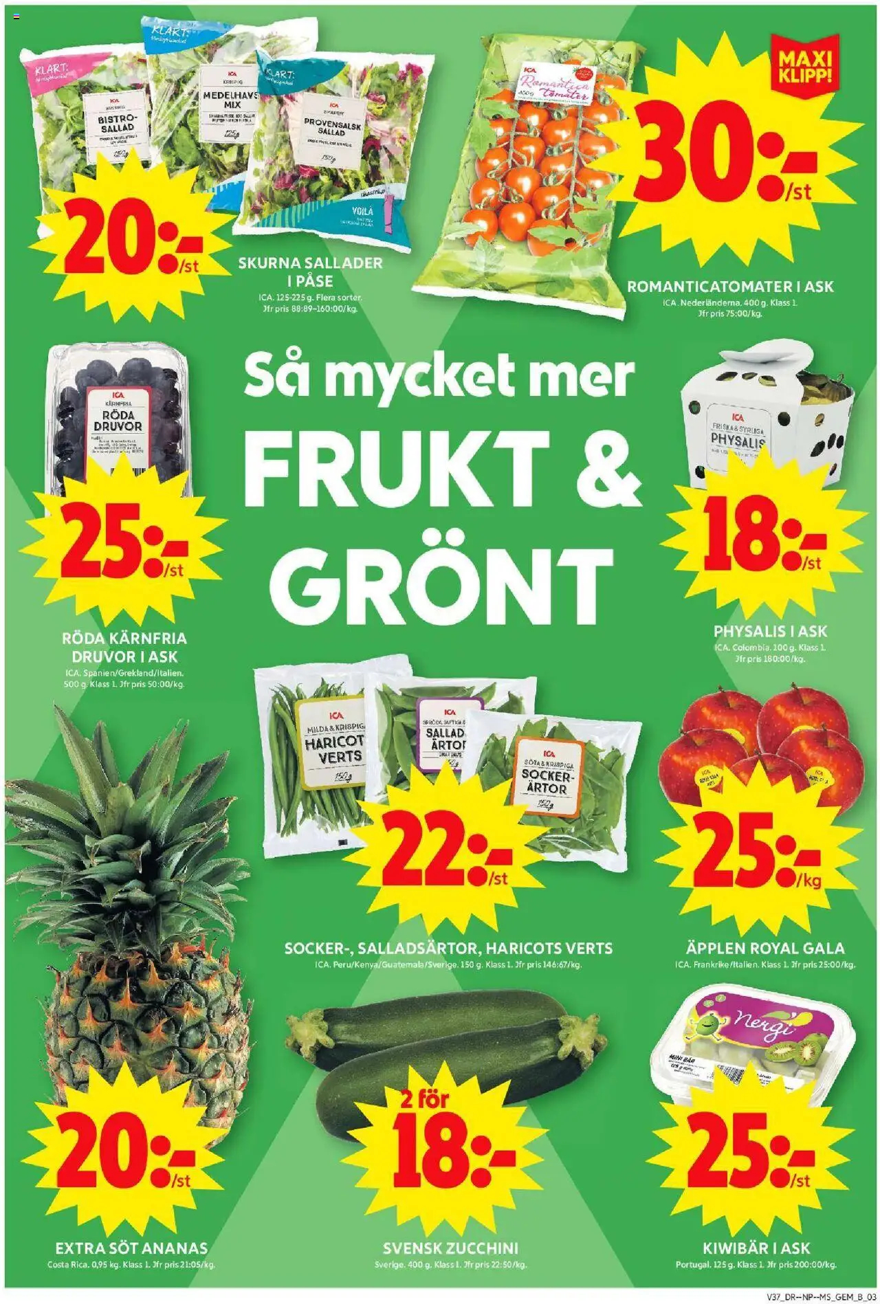 ICA Maxi reklamblad aktuell från 08.09.2025 | Sida: 3 | Produkter: Tomater, Ananas, Sallad, Zucchini