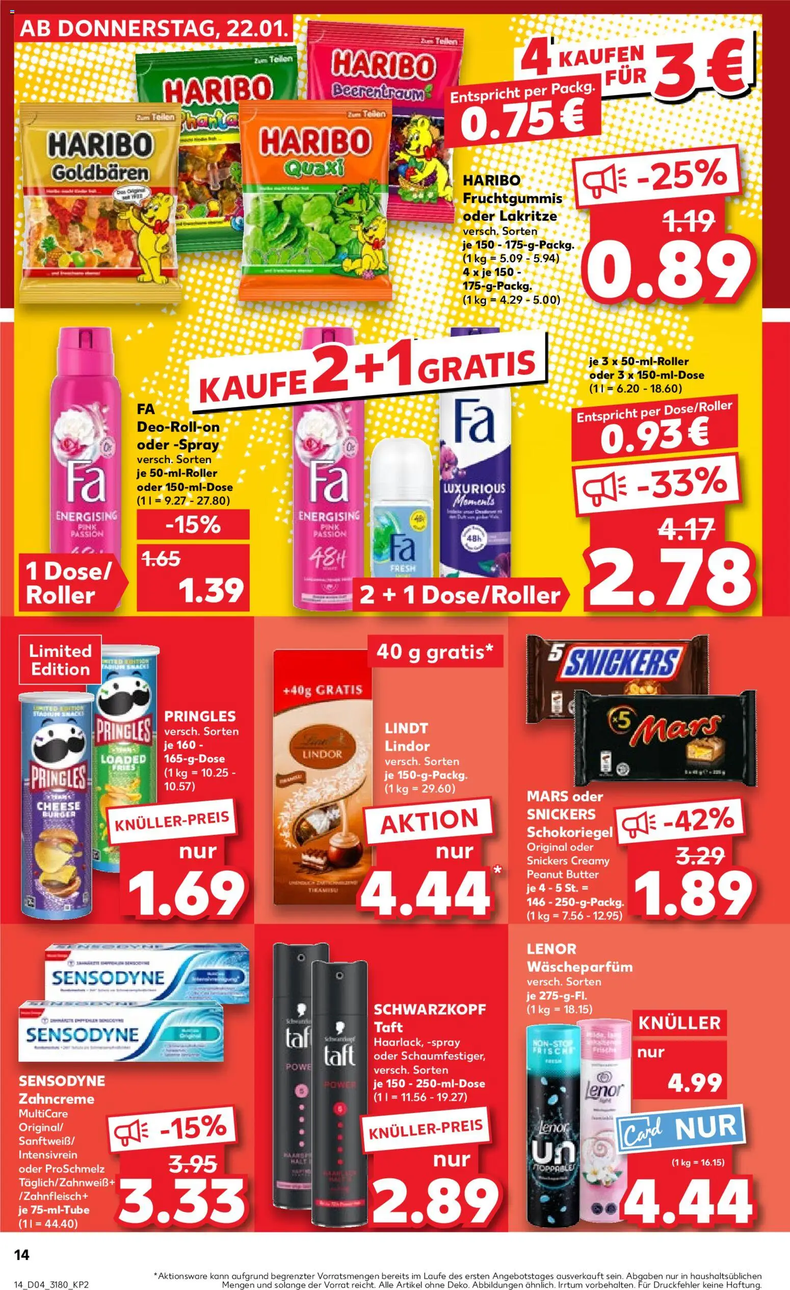 Kaufland prospekt Leipzig	 – gültig ab 25.01.2026 | Seite: 14 | Produkte: Lenor, Haribo, Mars, Chips