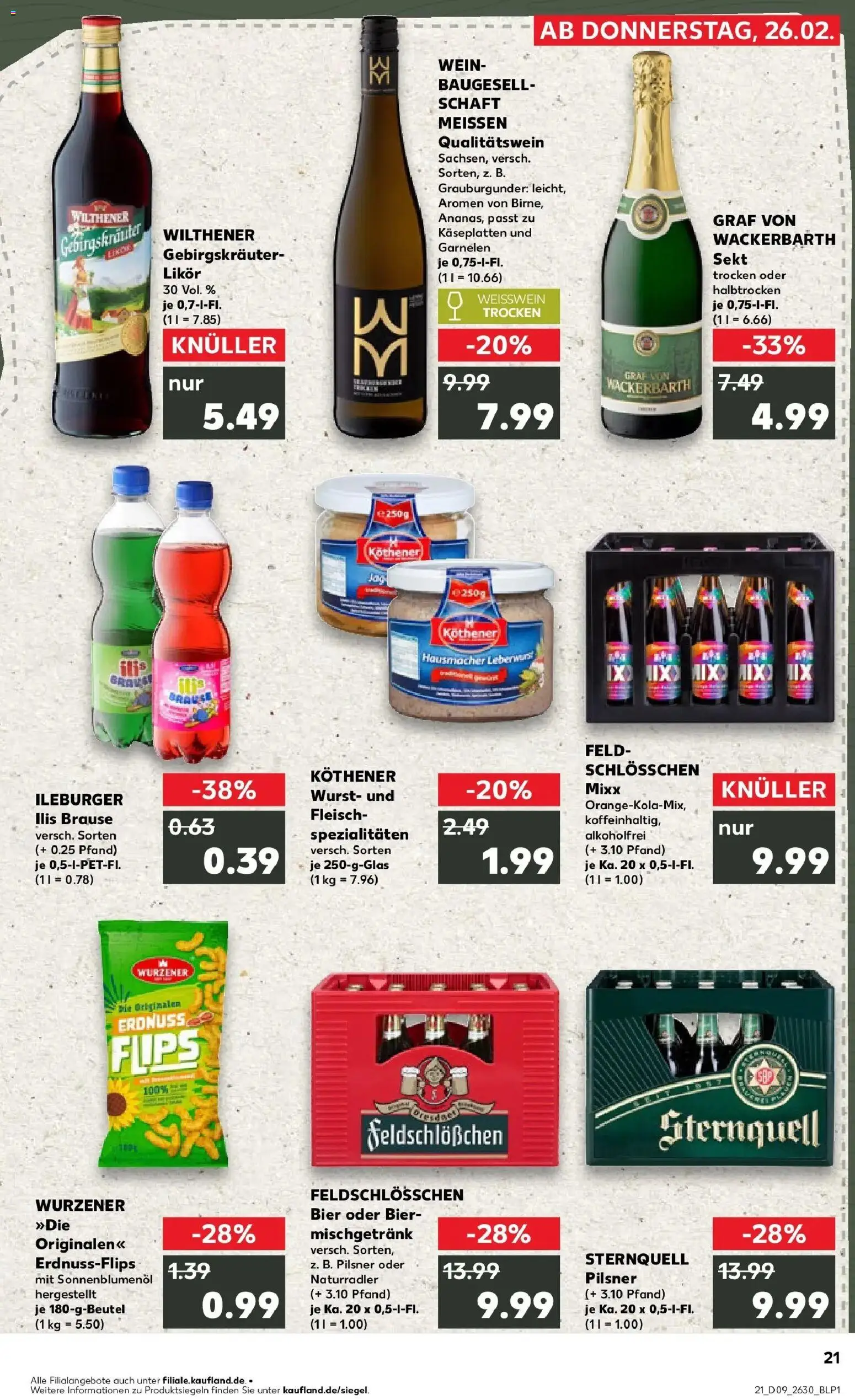 Kaufland prospekt Leipzig	 – gültig ab 26.02.2026 | Seite: 21 | Produkte: Weißwein, Sekt, Wilthener gebirgskrauter, Wein