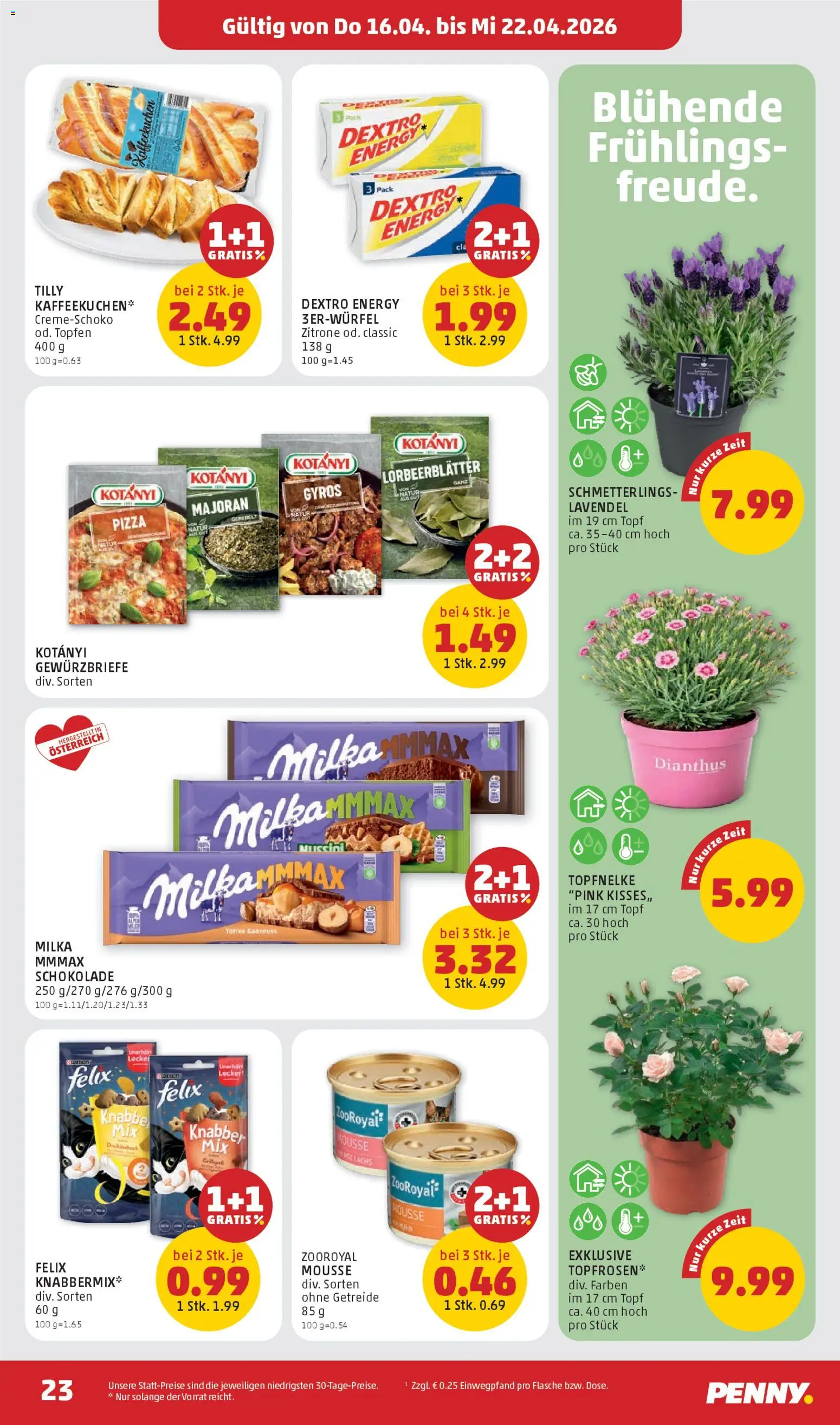 Penny Markt - Flugblatt gültig ab 16.04.2026 | Seite: 23 | Produkte: Getreide, Zitrone, Schokolade, Pizza