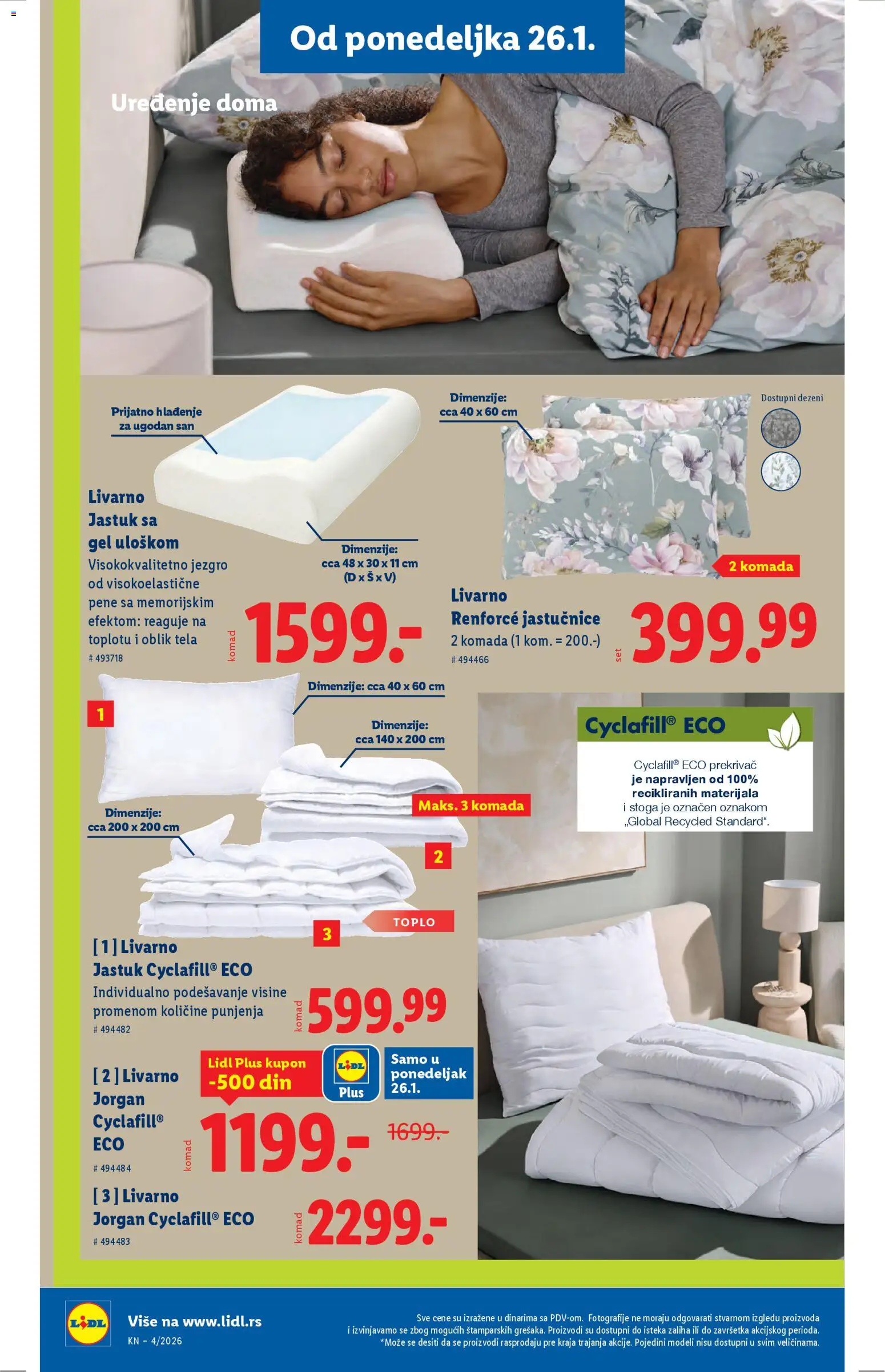 Lidl katalog - važi od 22.01.2026 | Strana: 62 | Proizvode: Jastuk, Jorgan