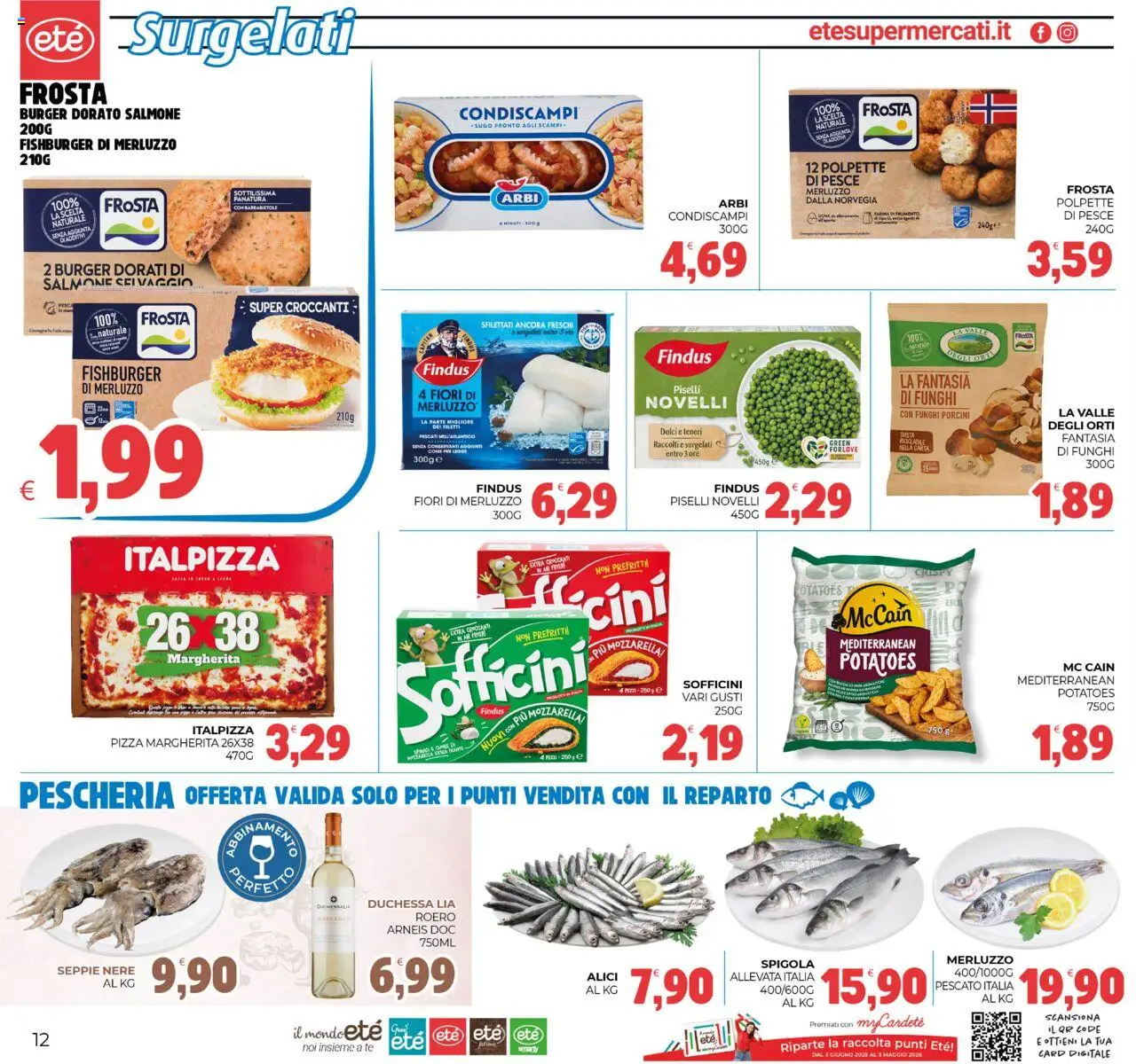 Volantino Eté del 25.07.2025 | Pagina: 12 | Prodotti: Pizza, Salmone, Pesce, Piselli