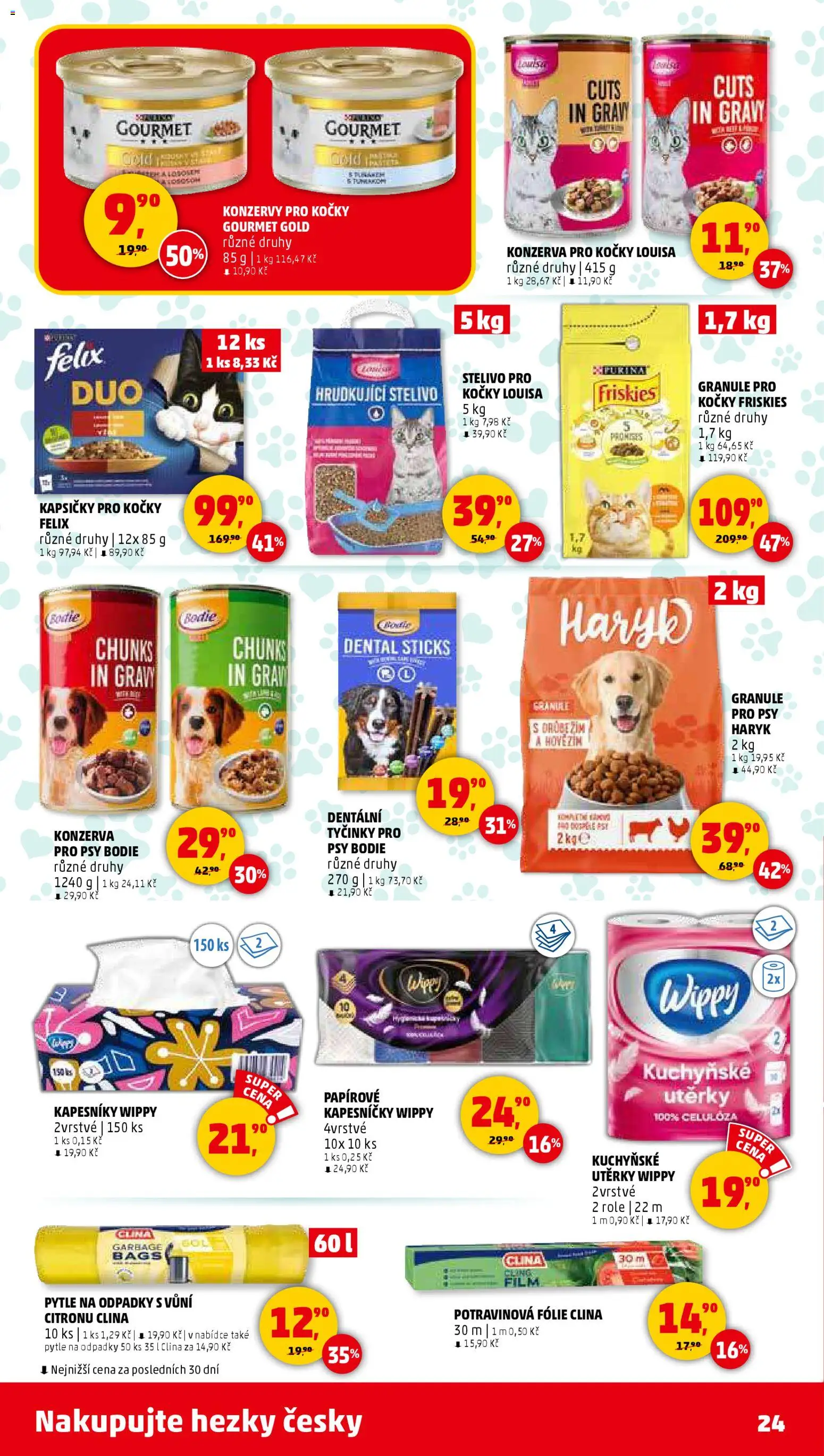 Penny Market leták - Čtvrtečník od 02.01.2026 | Strana: 24 | Produkty: Gourmet, Granule pro psy, Friskies granule, Konzerva pro kočky