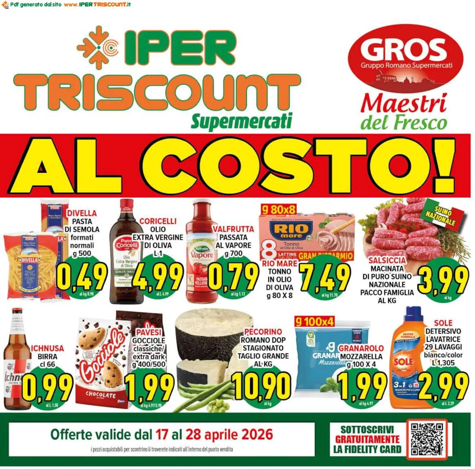Volantino Ipertriscount del 17.04.2026 | Pagina: 1 | Prodotti: Birra, Suino, Olio, Pecorino