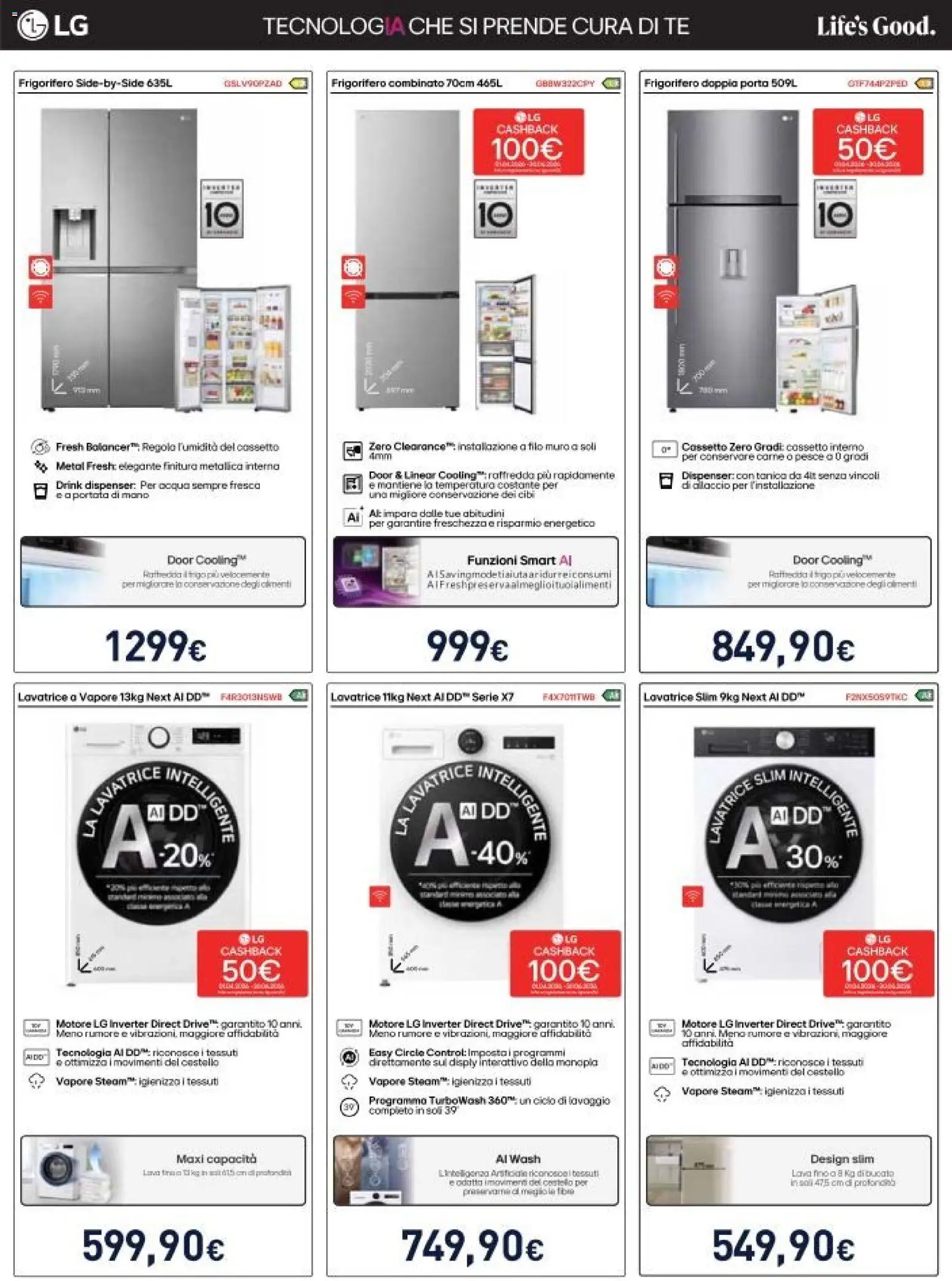 Volantino Unieuro del 17.04.2026 | Pagina: 34 | Prodotti: Tè, Lavatrice, Tanica, Frigorifero combinato