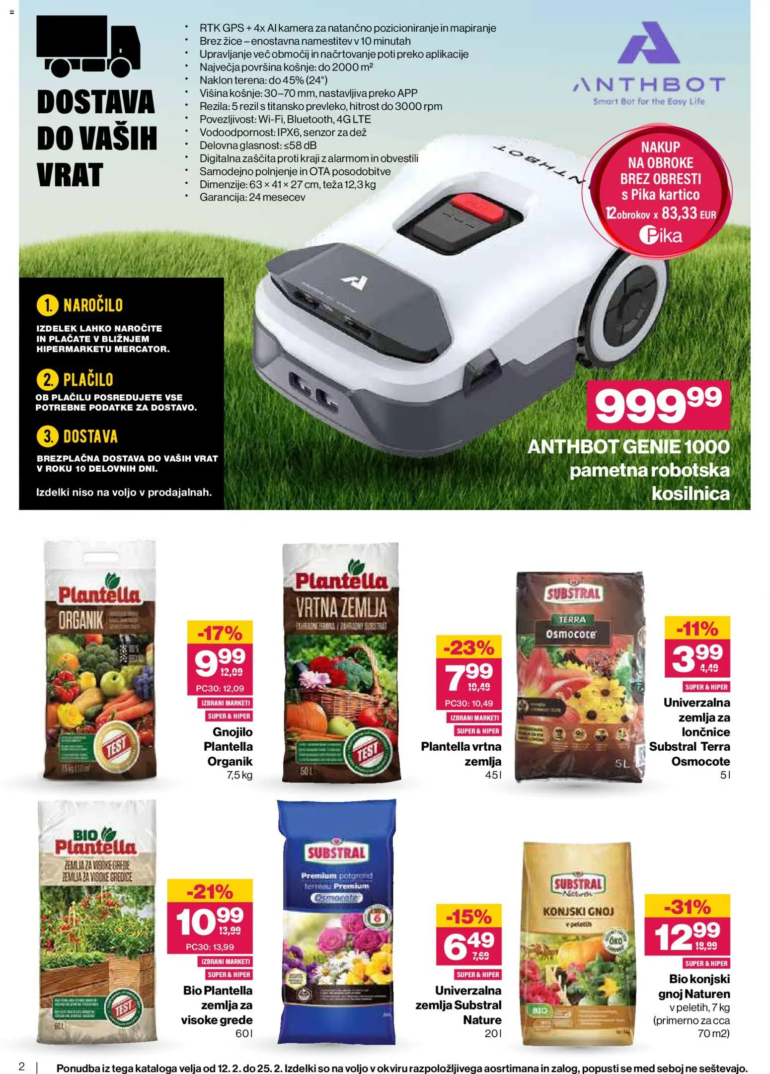 Novi Mercator katalog ponudbe – veljaven od 11.03.2026 | Stran: 2 | Izdelki: Žemlja, Teza, Kosilnica, Robotska kosilnica