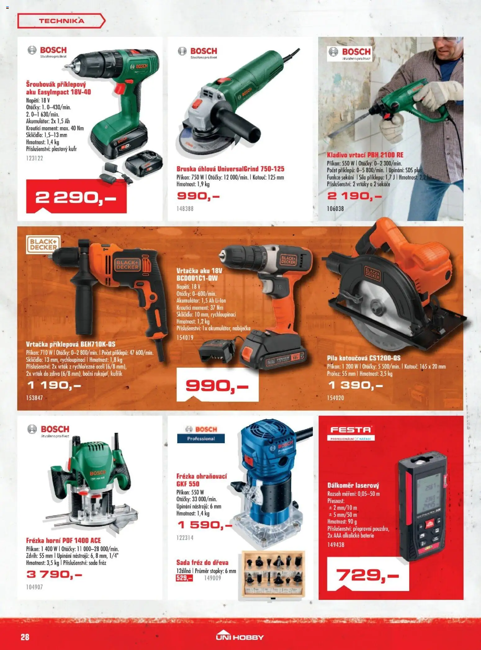 Uni Hobby leták od 27.11.2025 | Strana: 28 | Produkty: Kufr, Nářadí, Vrtačka, Frézka