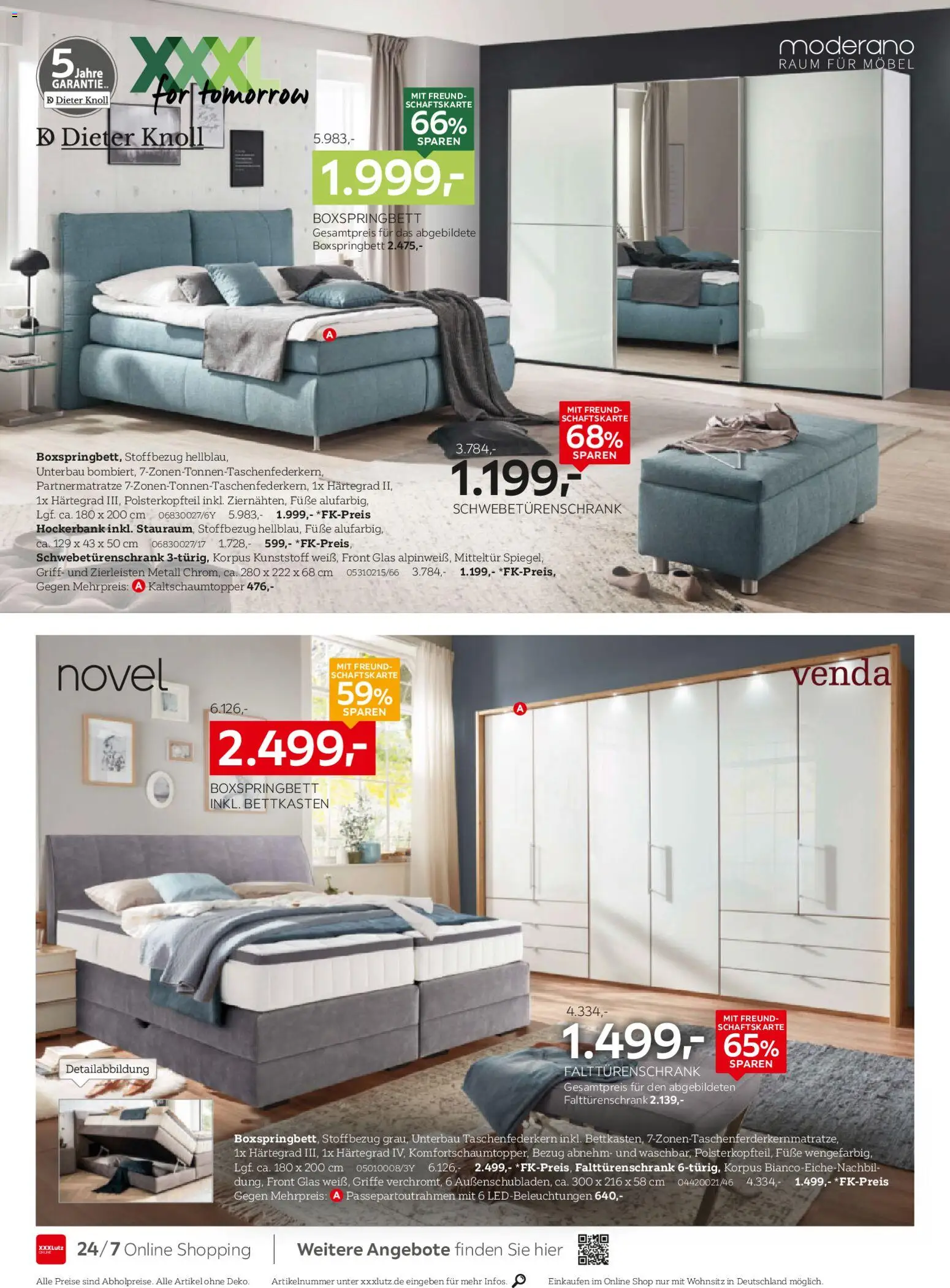 XXXL Lutz Nr. 1 beim Preis – gültig ab 02.11.2025 | Seite: 20 | Produkte: Schwebetürenschrank, Boxspringbett