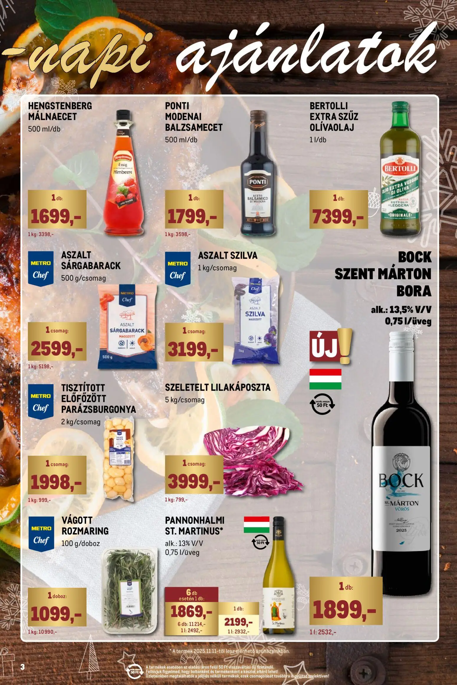 Metro akciós ujság - amely érvényes a következő dátumtól: 02.11.2025 | Oldal: 3 | Termékek: Balzsamecet, Sárgabarack, Szilva, Málnaecet