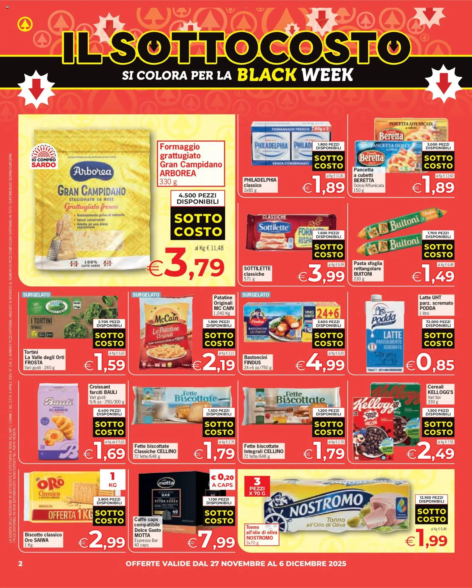 Volantino Eurospar del 27.11.2025 | Pagina: 2 | Prodotti: Cereali, Pasta sfoglia, Tonno, Fette biscottate