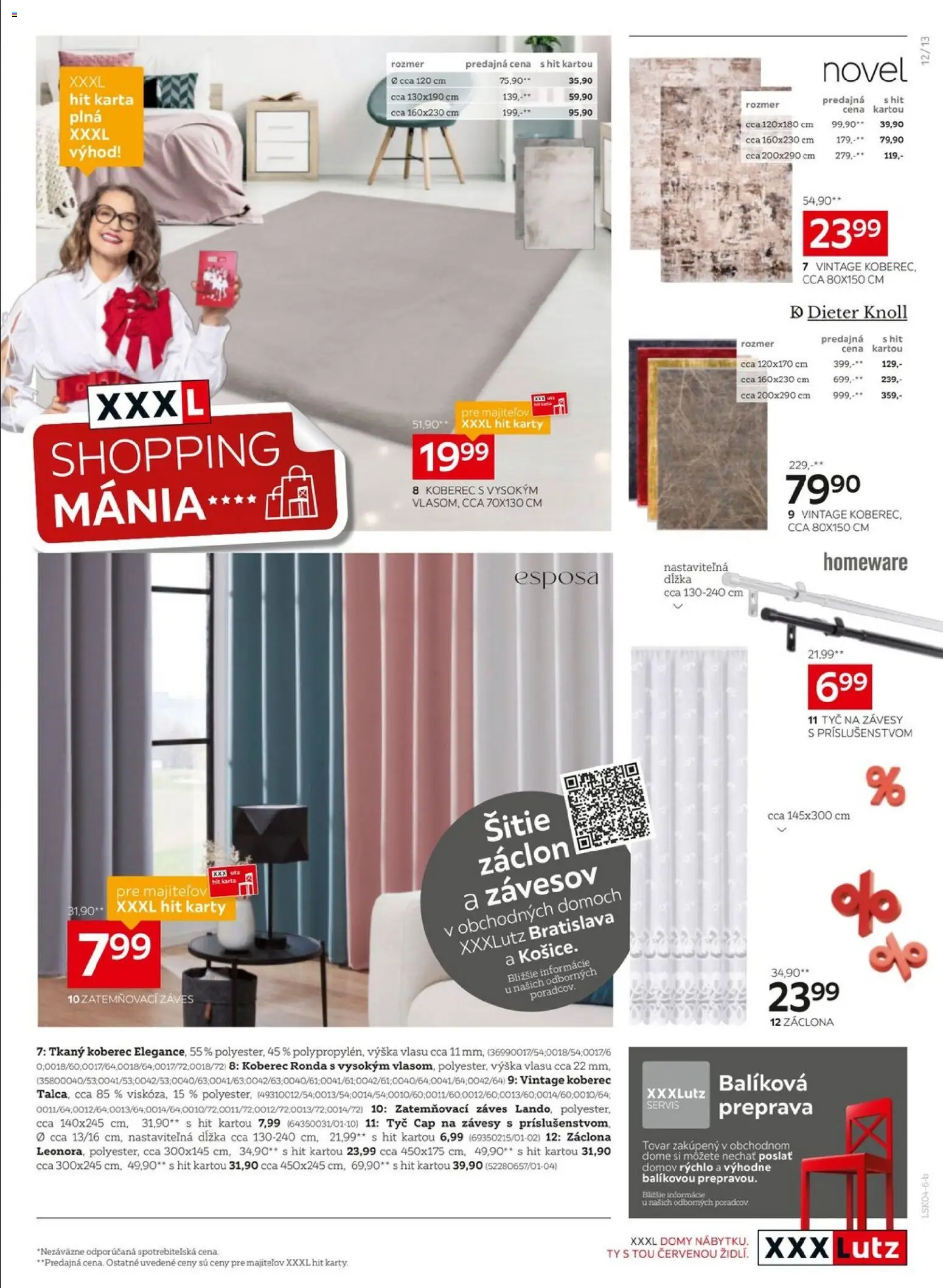Nové XXXLutz akcie – leták je platný od 20.04.2026 | Strana: 13 | Produkty: Závesy, Koberec
