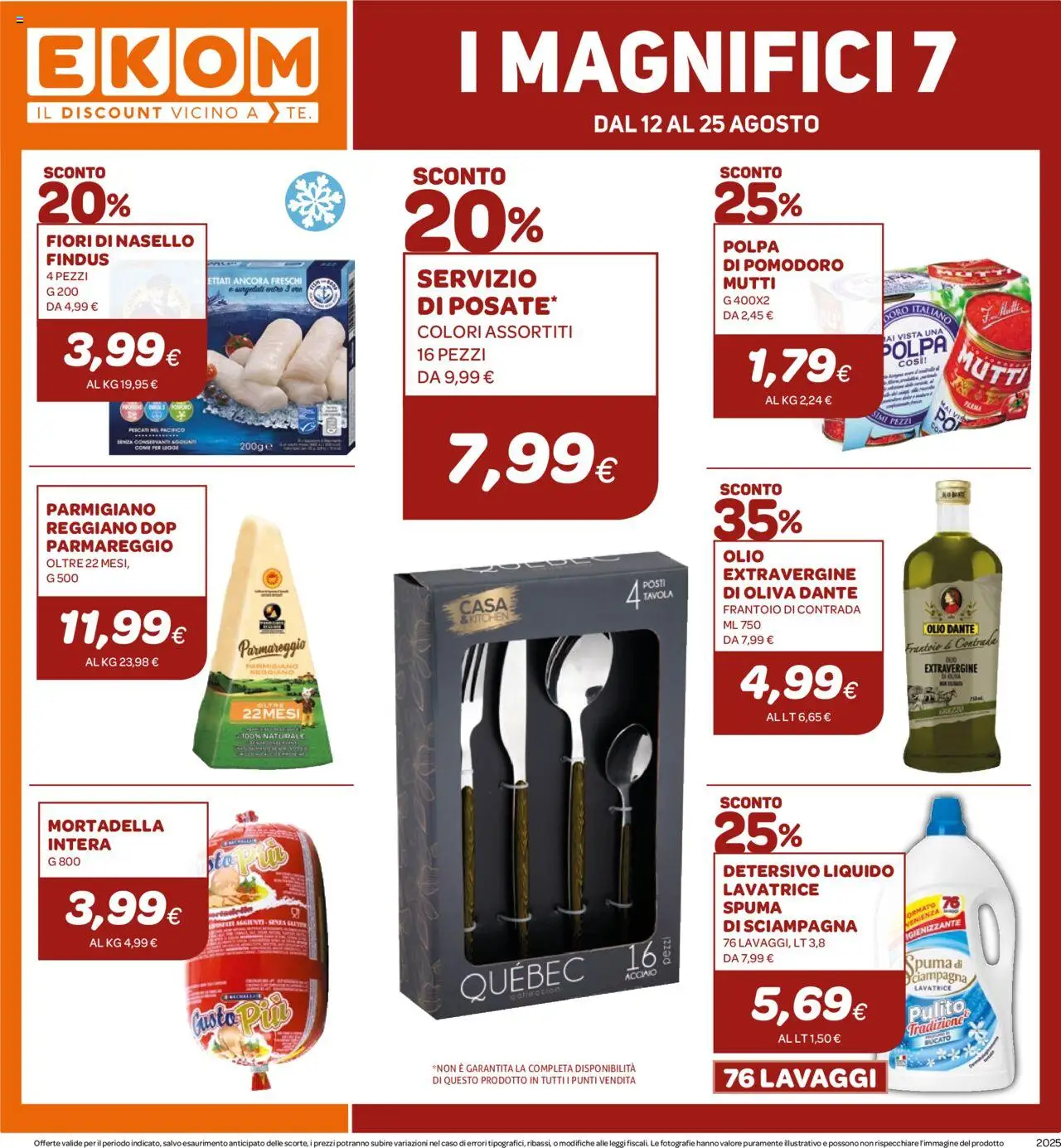 Volantino Ekom del 12.08.2025 | Pagina: 12 | Prodotti: Olio, Lavatrice, Parmigiano reggiano, Parmigiano
