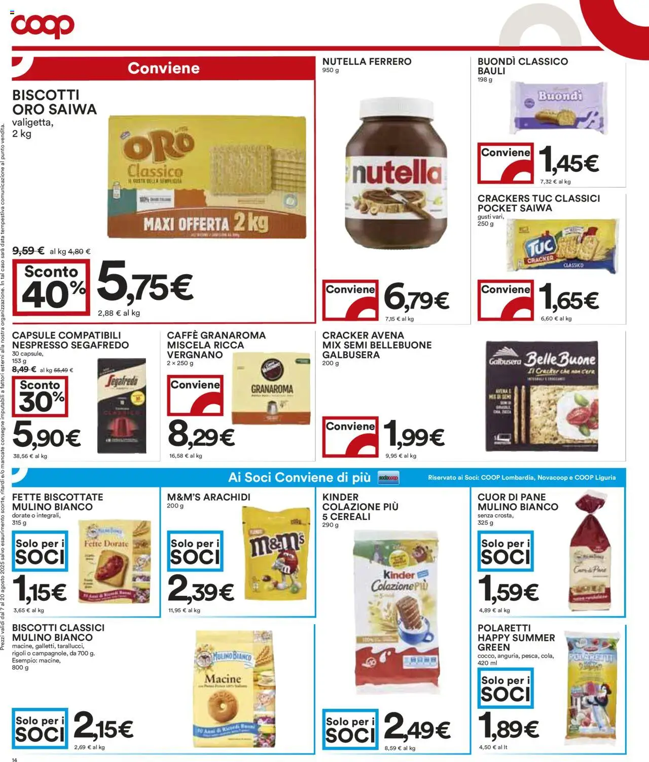 Volantino COOP del 07.08.2025 | Pagina: 14 | Prodotti: Caffè, Cereali, Data, Arachidi