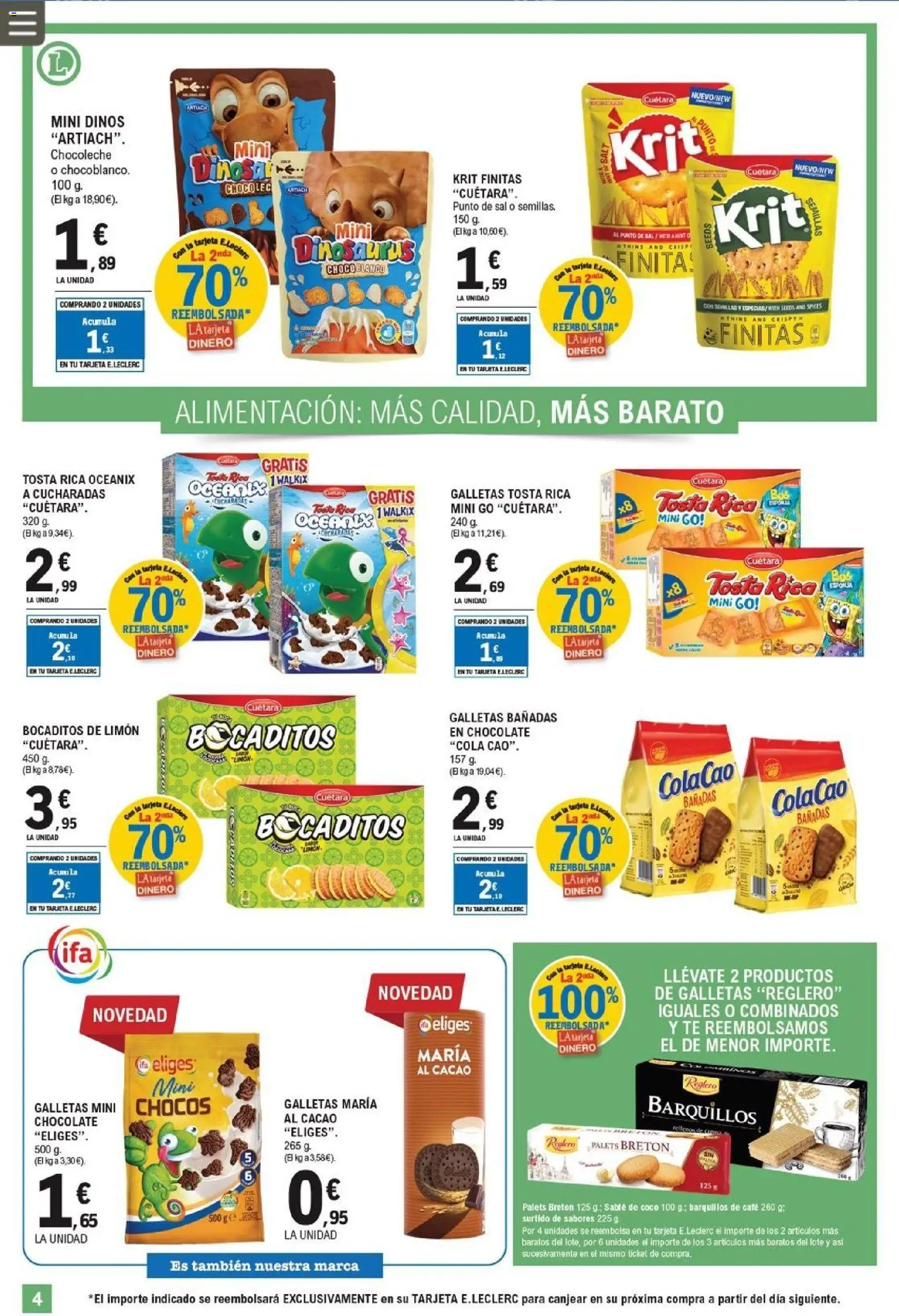 E.Leclerc folleto │ válido desde el 25.02.2026 | Página: 4 | Productos: Τυρόπιτα, Crema, Galletas, Bolsa