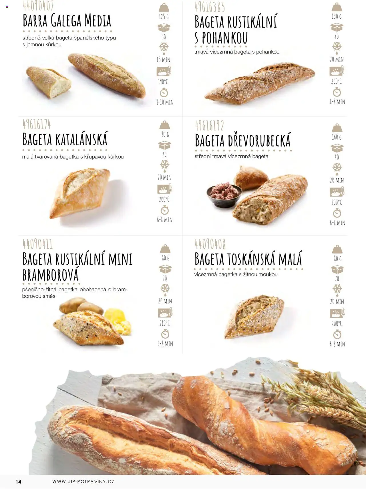 Jip katalog - Pečivo 2025 od 01.01.2025 | Strana: 14 | Produkty: Bageta