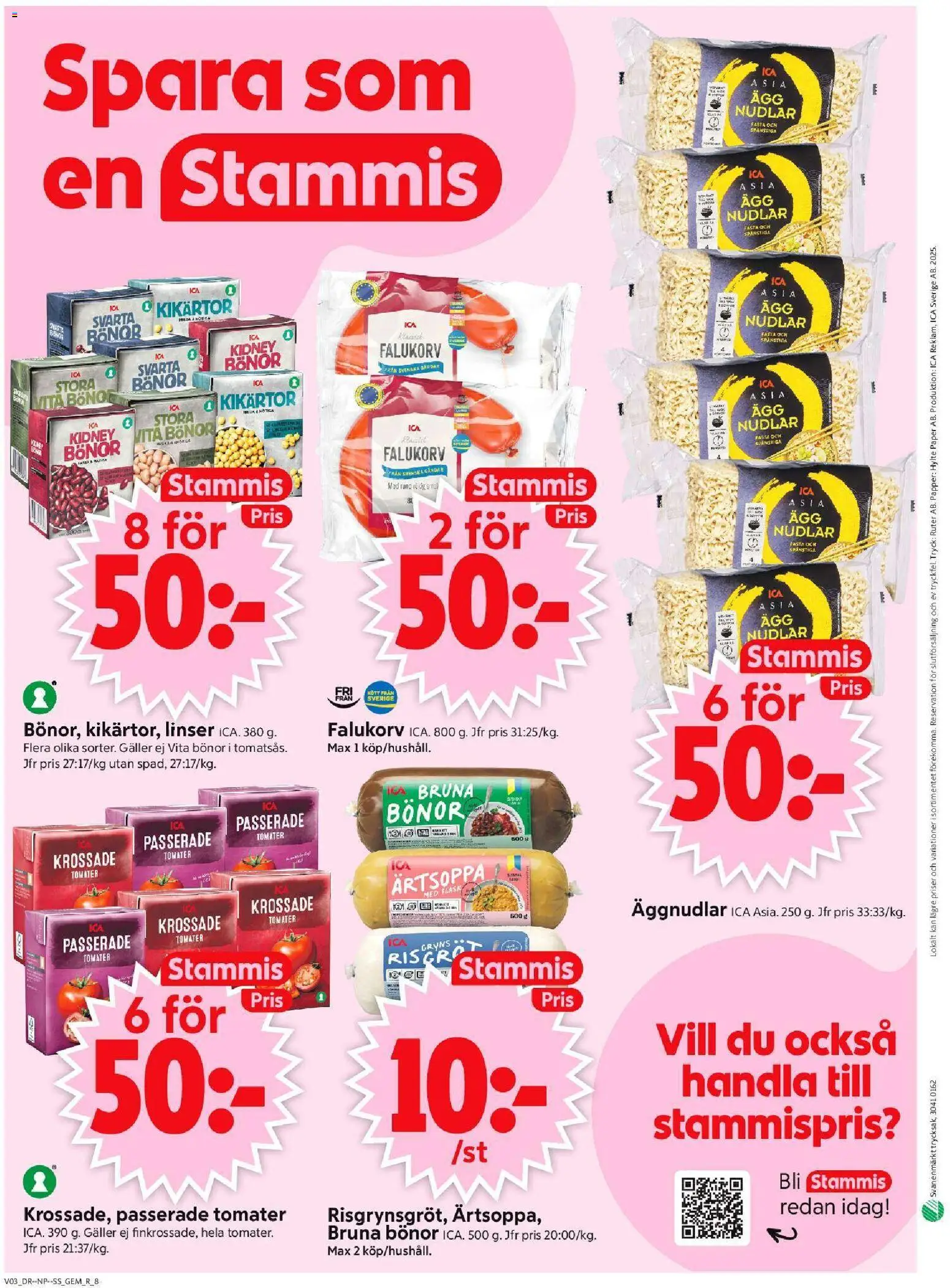 ICA Supermarket reklamblad aktuell från 12.01.2026 | Sida: 10 | Produkter: Kikärtor, Falukorv, Fläsk, Bönor