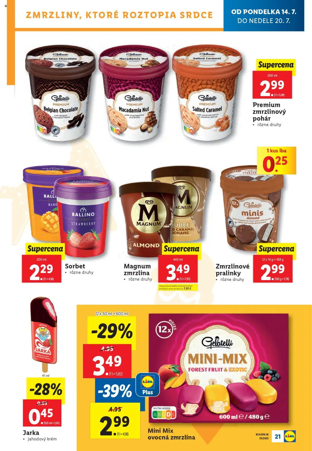 Lidl leták │ platný od 14.07.2025 | Strana: 23 | Produkty: Zmrzlina, Sorbet, Magnum, Krém