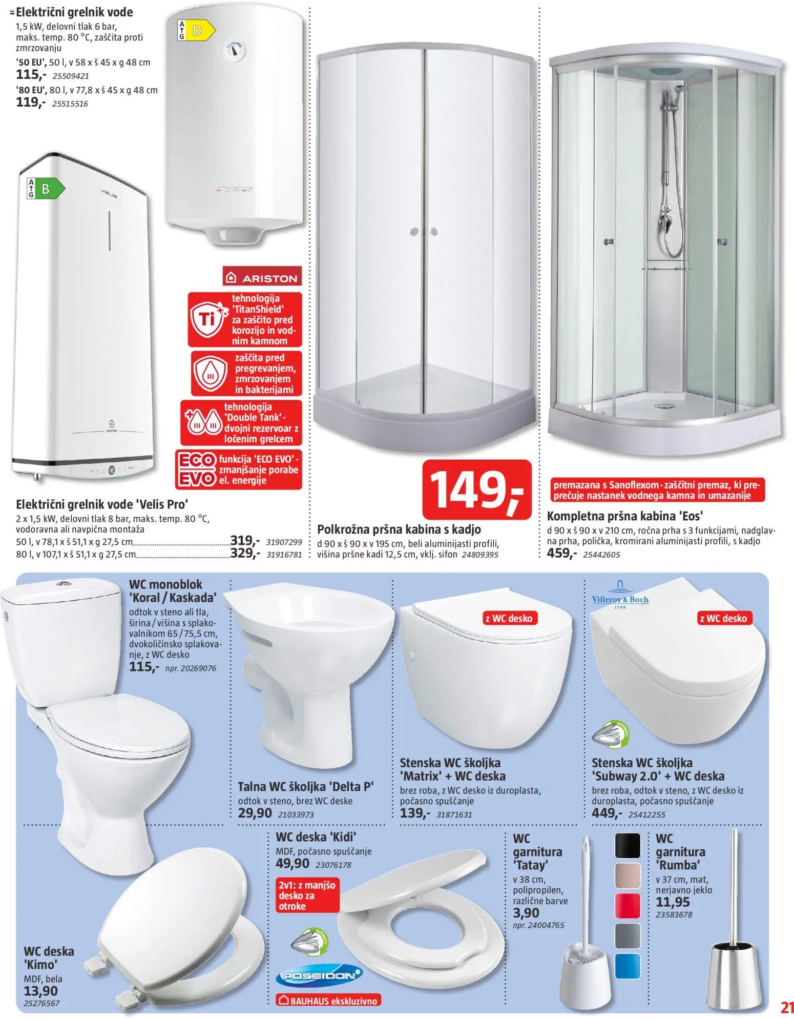 Novi Bauhaus katalog ponudbe – veljaven od 27.11.2025 | Stran: 21 | Izdelki: Prha, WC školjka, WC deska, Grelnik vode