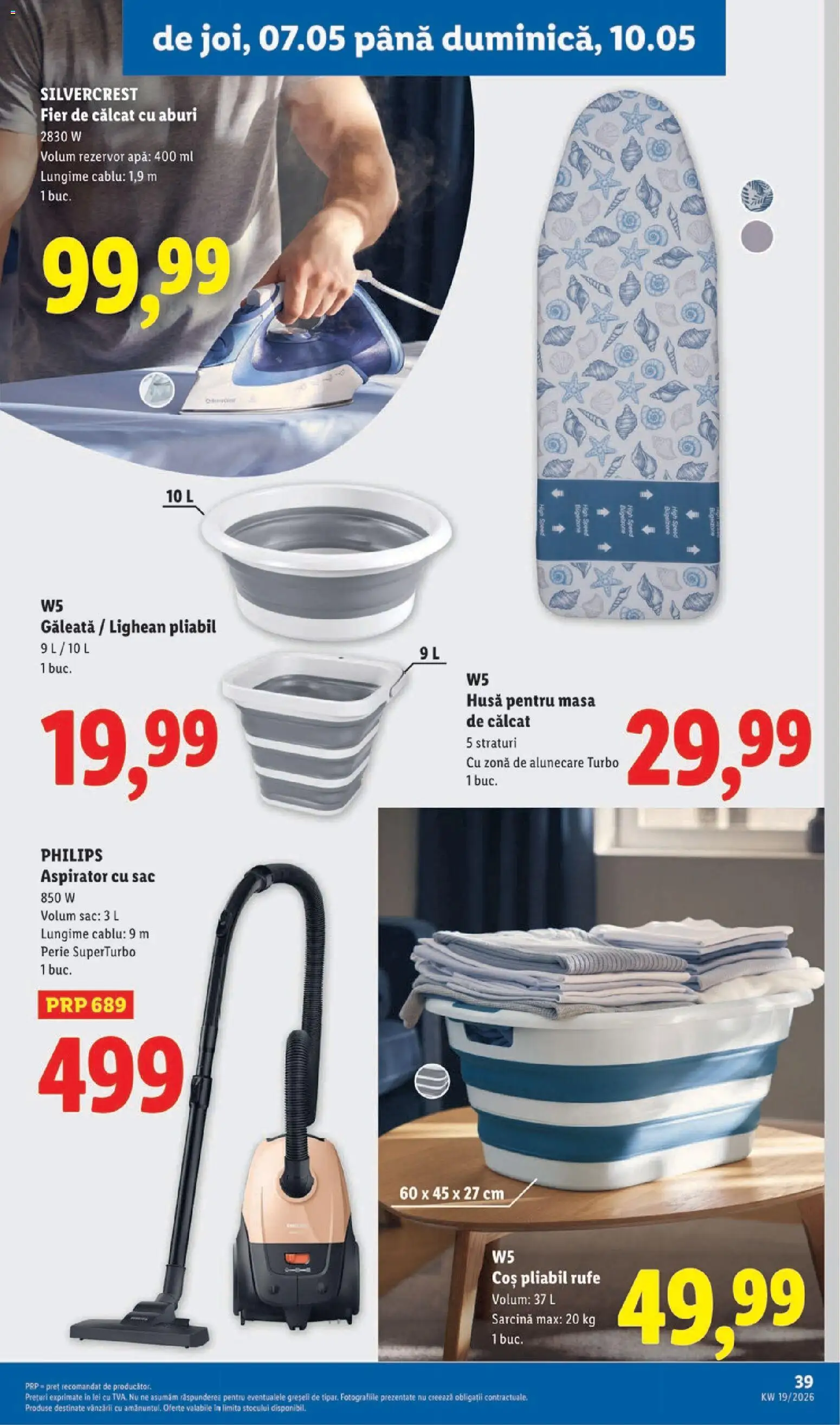 Noul catalog Lidl – valabil de la 04.05.2026 | Pagină: 39 | Produse: Enginar, Fier de călcat, Perie, Masă de călcat