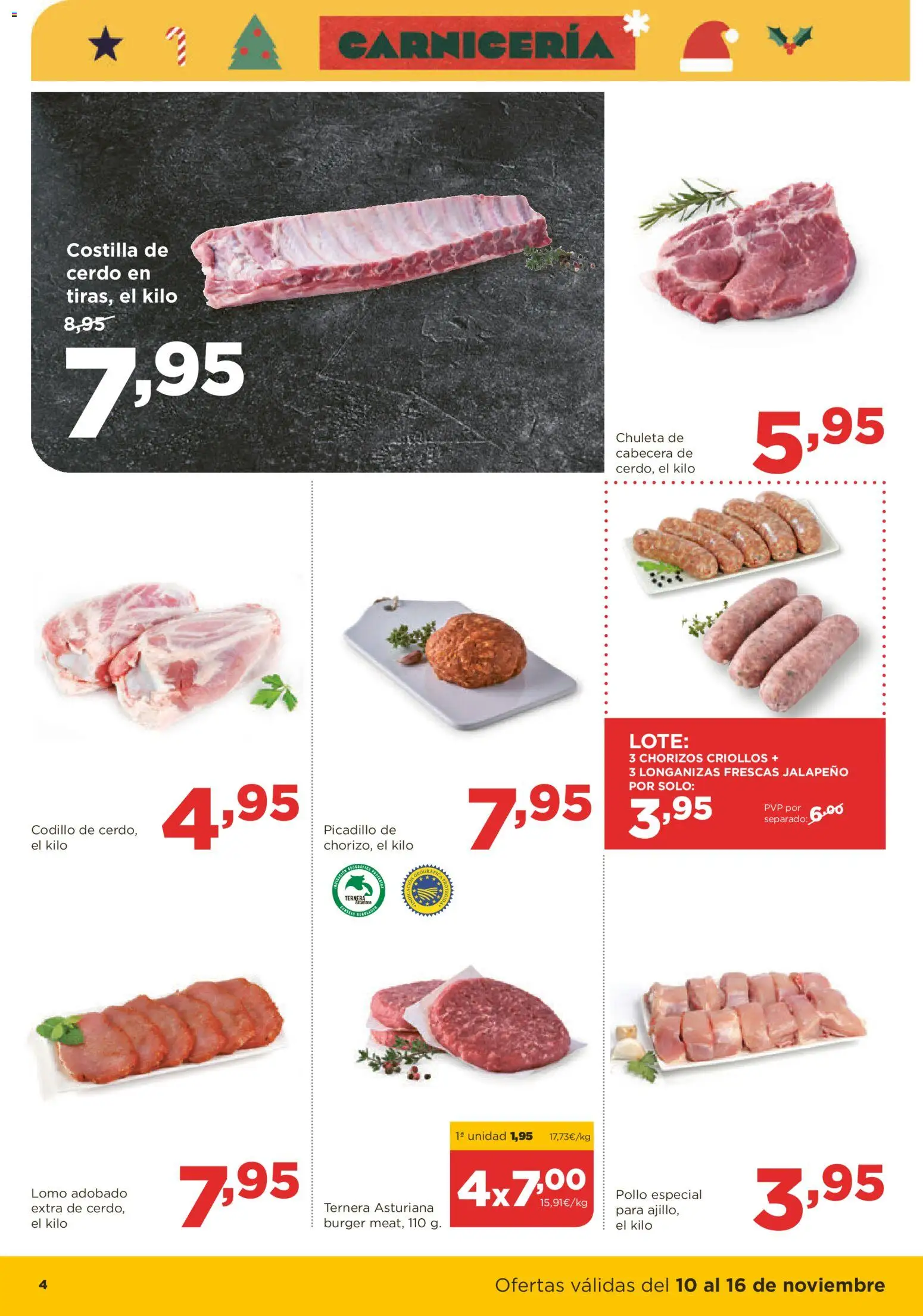 Alimerka folleto Asturias │ válido desde el 10.11.2025 | Página: 4 | Productos: Cerdo, Costilla de cerdo