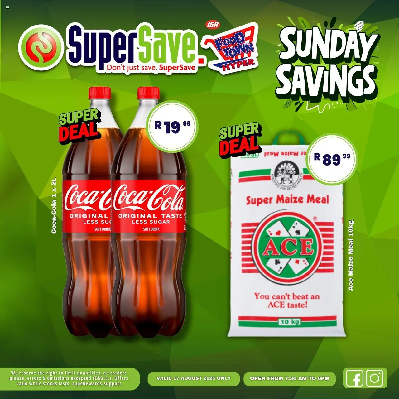 Super Save Sunday Specials │ valid from 17.08.2025 | Page: 36 | Products: Maize meal, Sugar