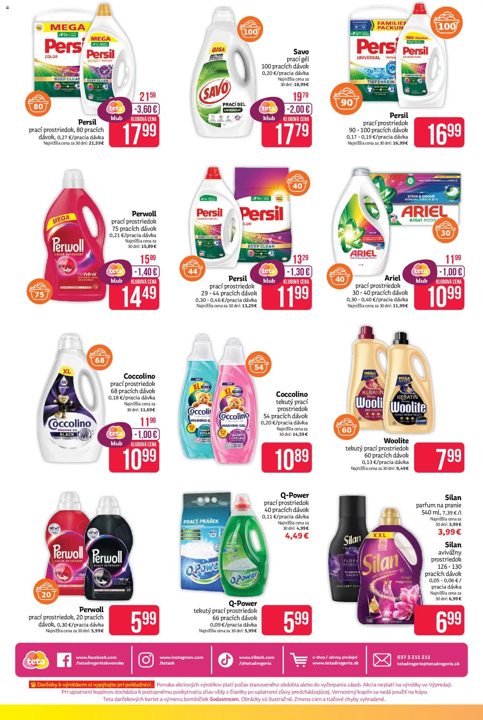 Nové Teta drogerie akcie – leták je platný od 13.04.2026 | Strana: 16 | Produkty: Perwoll, Silan, Woolite, Coccolino
