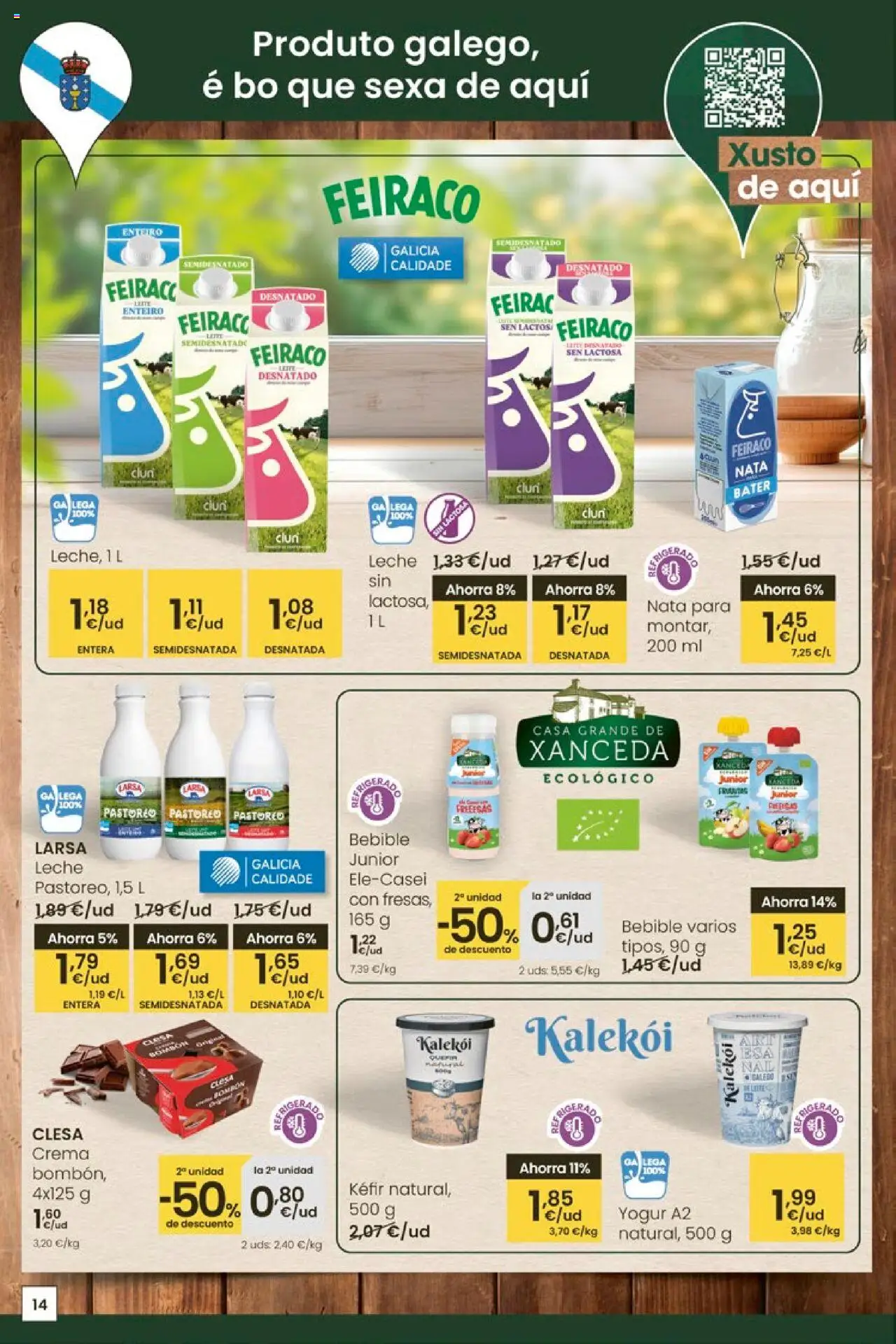 Eroski - ¡Ofertón! 2a unidade -70 │ válido desde el 18.09.2025 | Página: 14 | Productos: Leche, Yogur, Crema