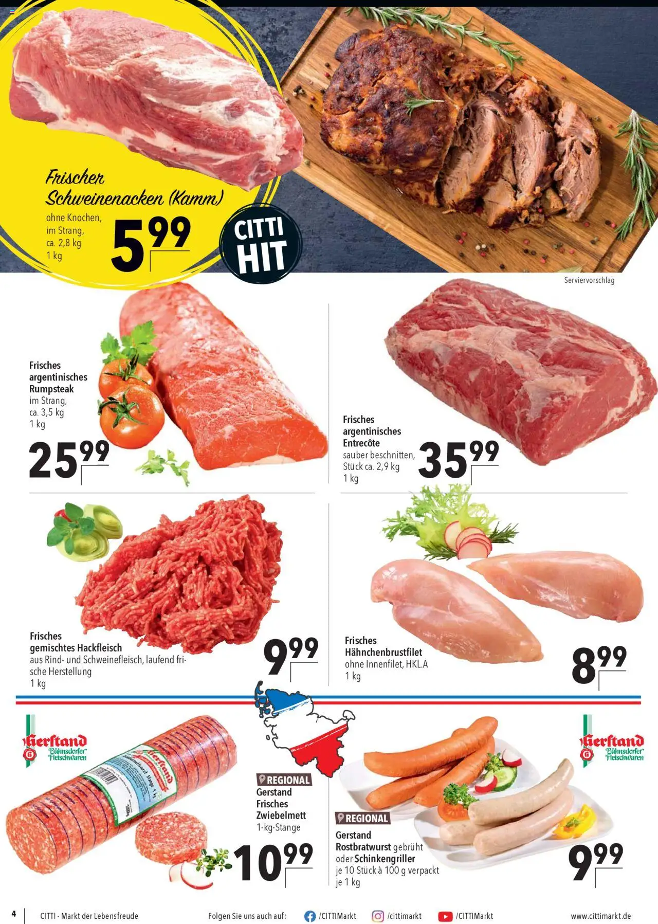 CITTI Markt Aktuelle Angebote für Profis – gültig ab 24.09.2025 | Seite: 4 | Produkte: Rumpsteak, Schweinenacken, Entrecote, Hackfleisch