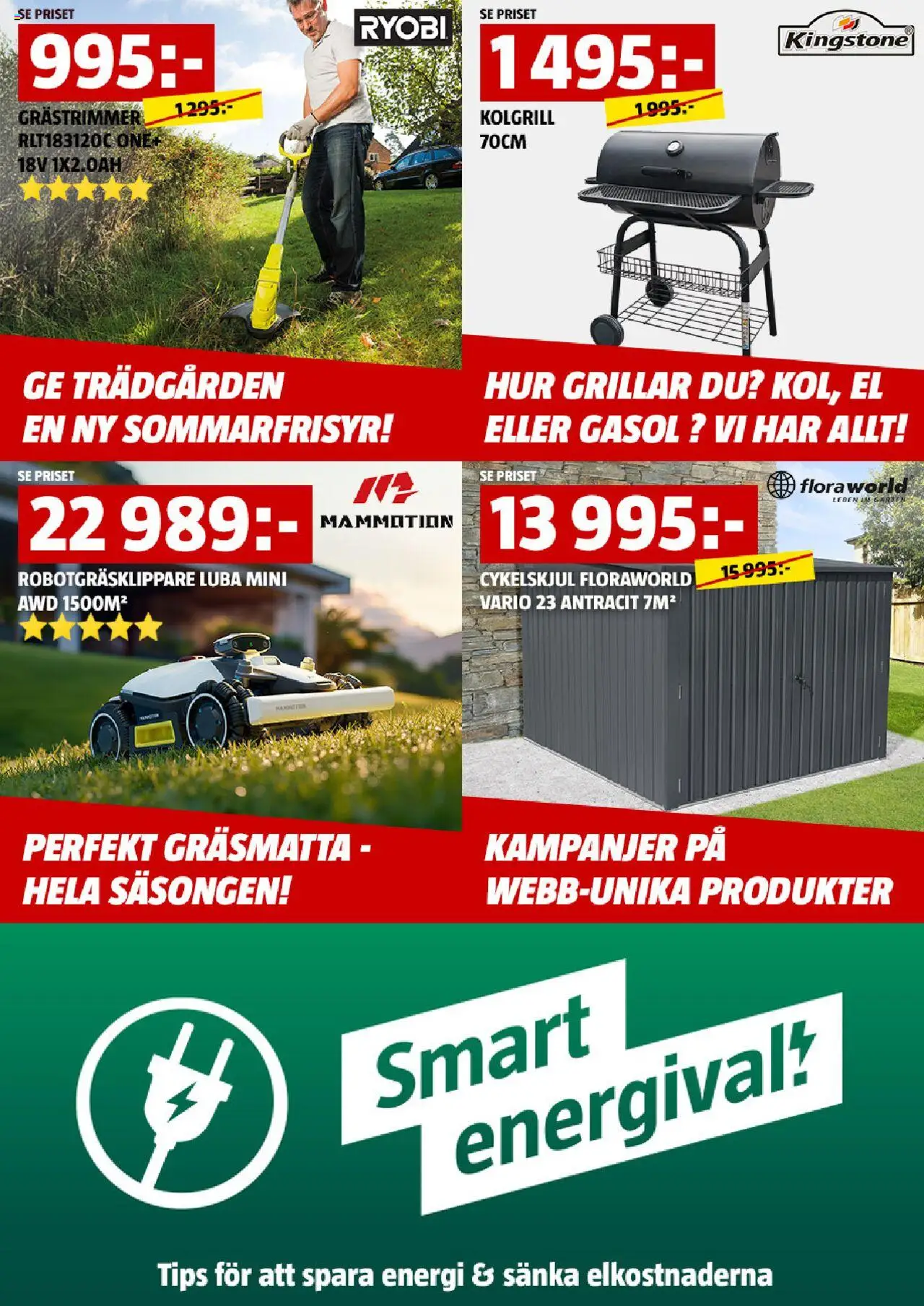 Bauhaus reklamblad aktuell från 16.06.2025 | Sida: 2 | Produkter: Robotgräsklippare, Grästrimmer, Gasol, Kolgrill