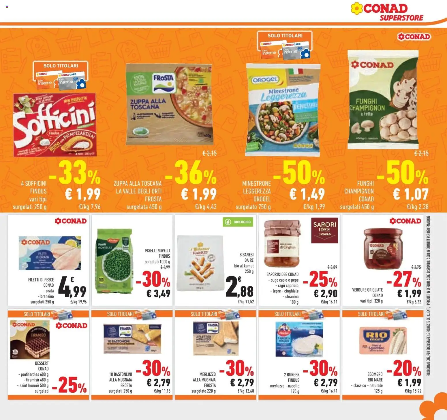 Volantino Conad del 29.01.2026 | Pagina: 23 | Prodotti: Merluzzo, Branzino, Funghi, Ragú