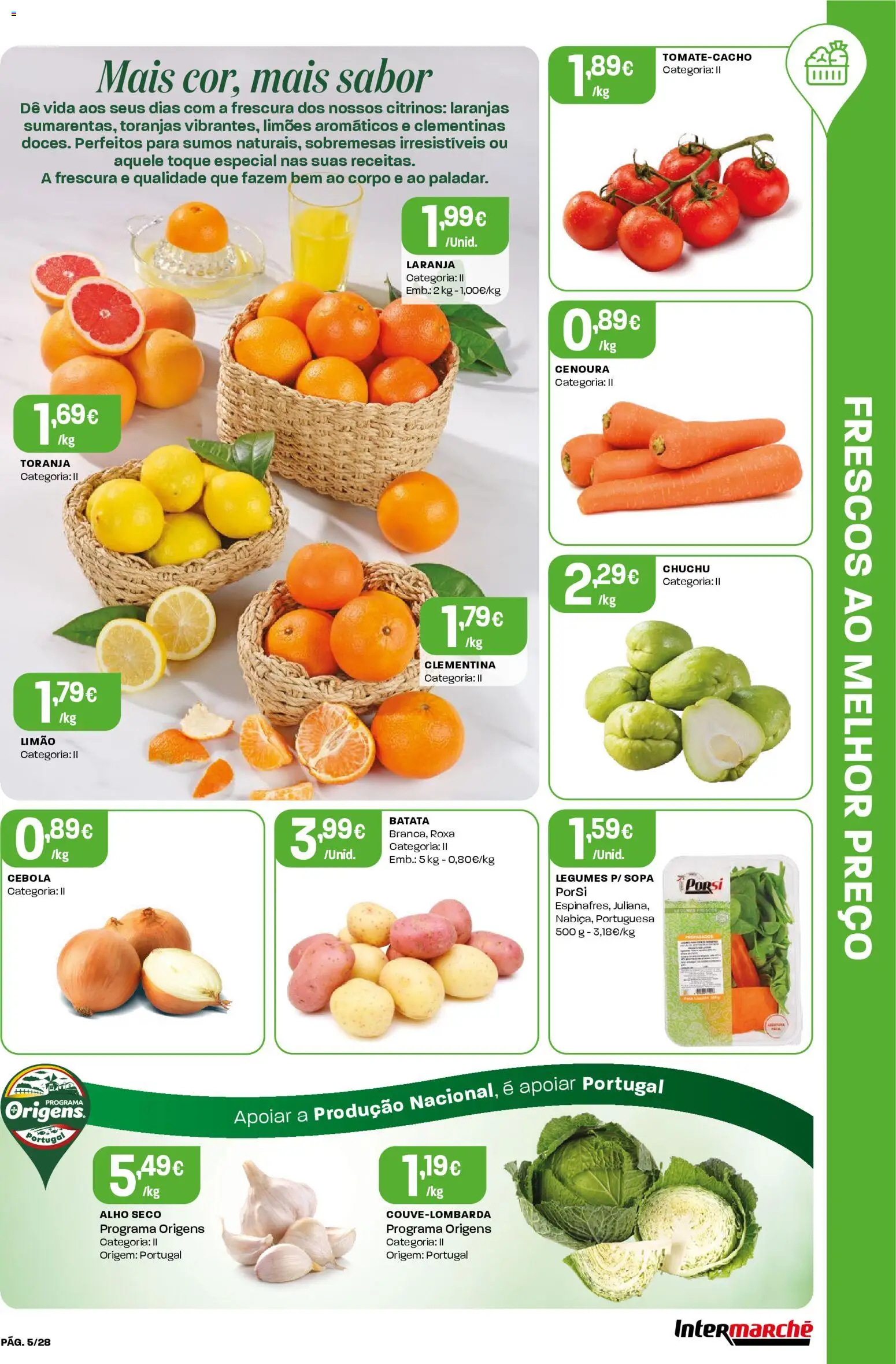 Intermarché Folheto Contact │ válido de 22.01.2026 | Página: 5 | Produtos: Batata, Sopa, Laranjas, Cenoura