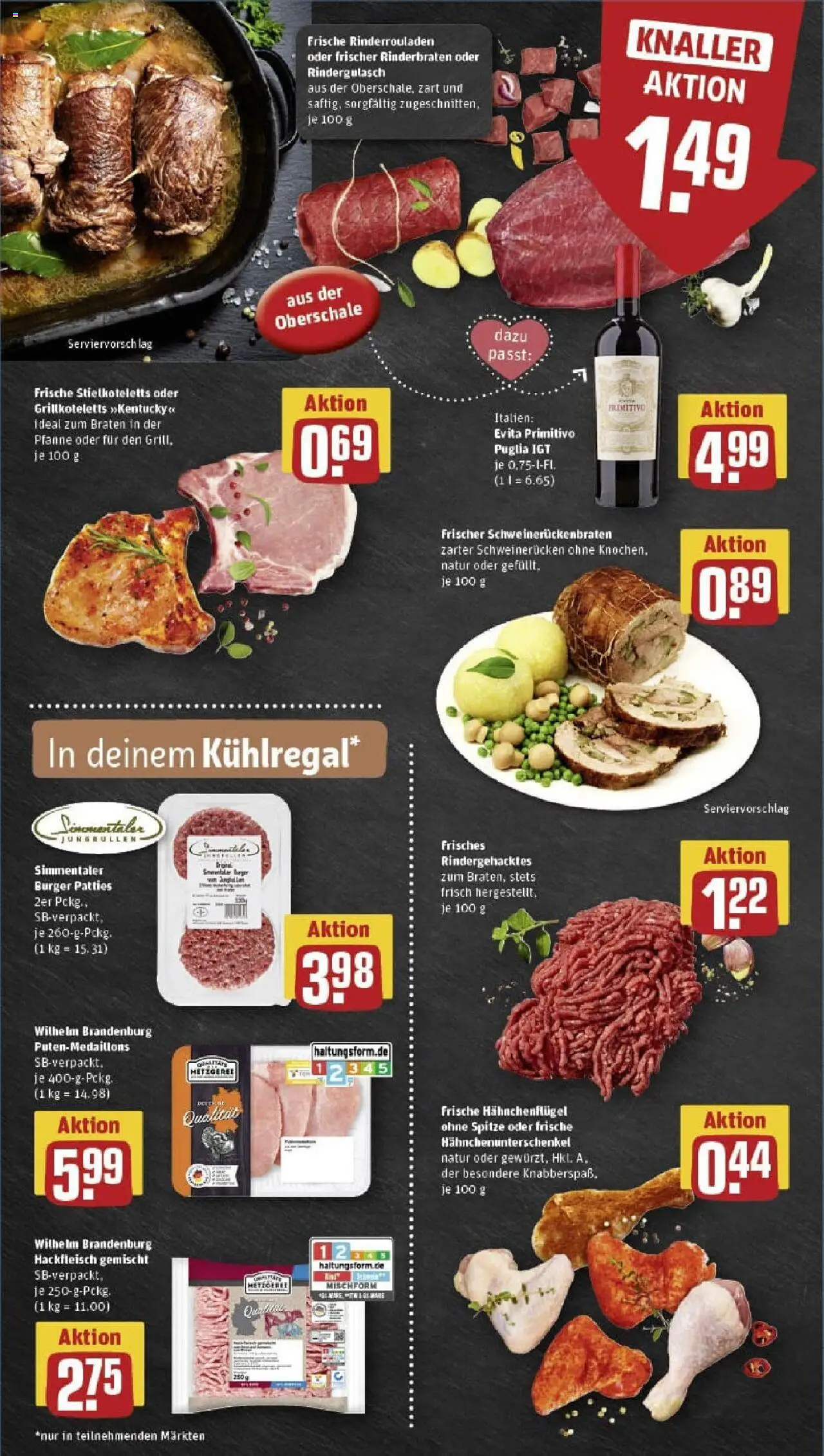Rewe prospekt Mettmann	 - gültig ab dem 24.08.2025 | Seite: 6 | Produkte: Rinderrouladen, Rindergulasch, Schweinerucken, Hackfleisch